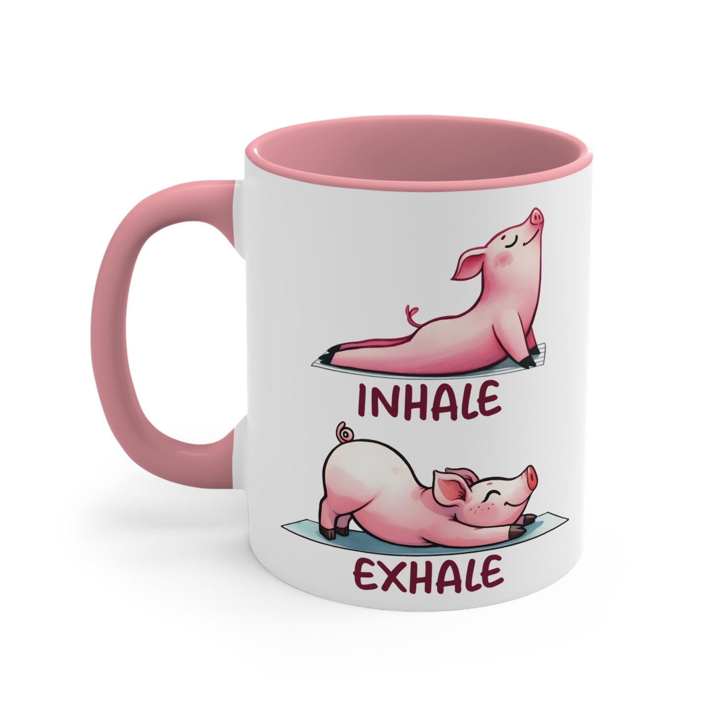 Pig Yoga Color Accent Mug 11oz - Zen Meditation Gift