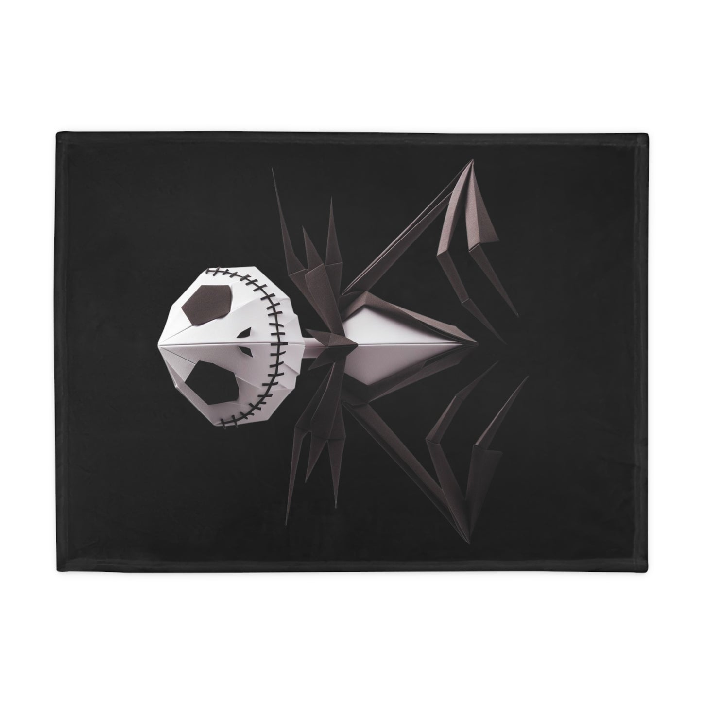 Origami Jack Skellington Plush Fleece Blanket - Black