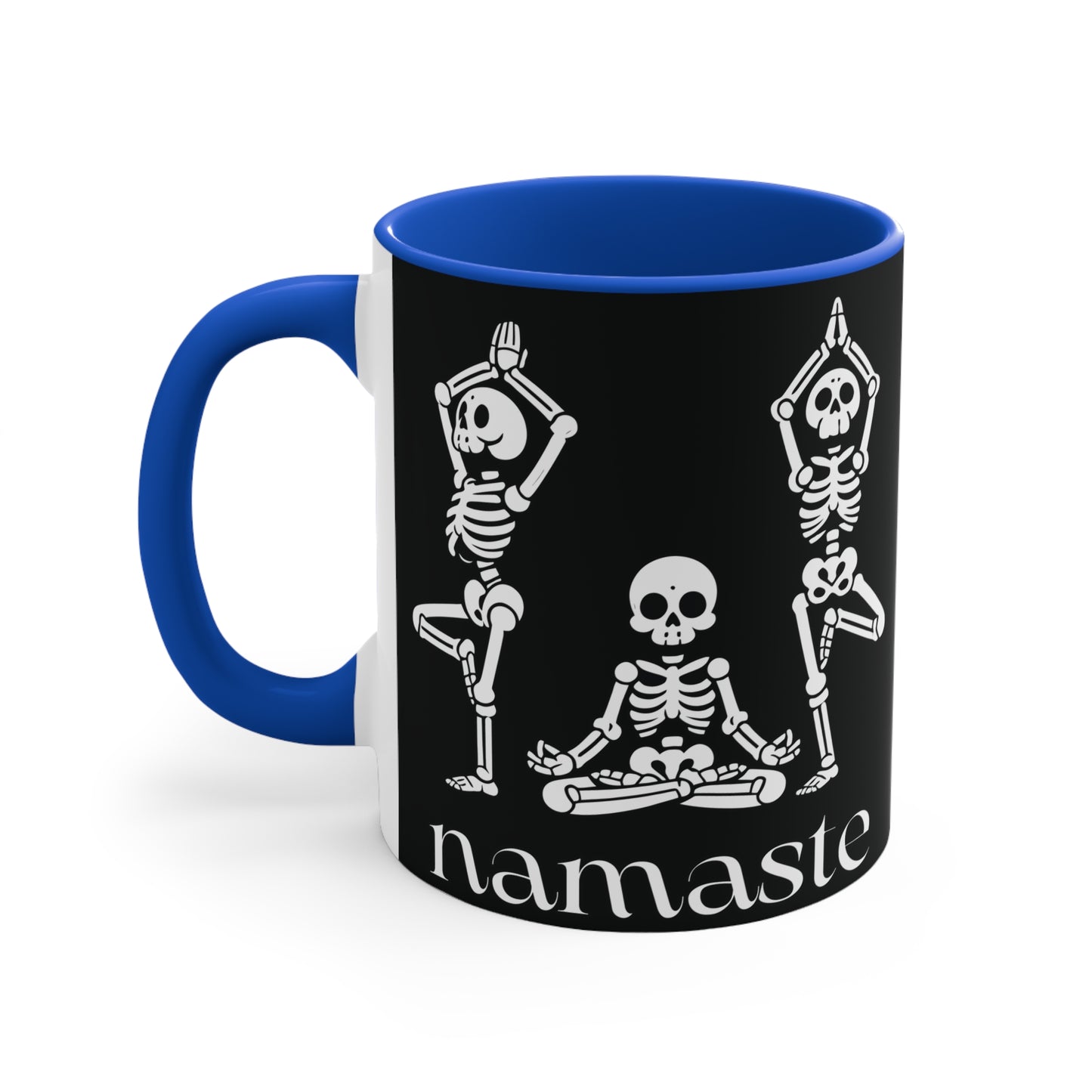 Namaste Skeletons Color Accent Mug 11oz - Zen Meditation Gift