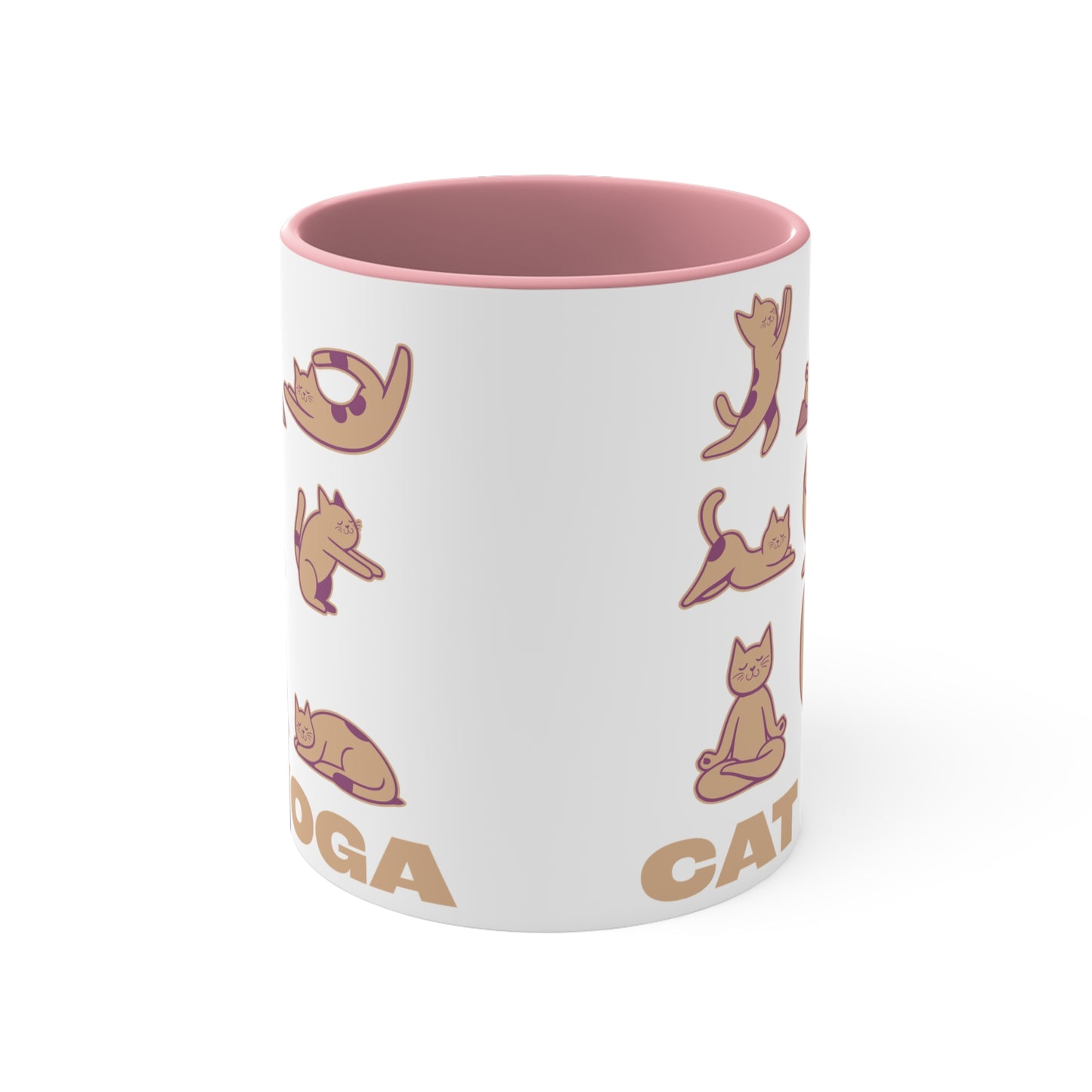 Cat Yoga Color Accent Mug 11oz - Zen Meditation Gift