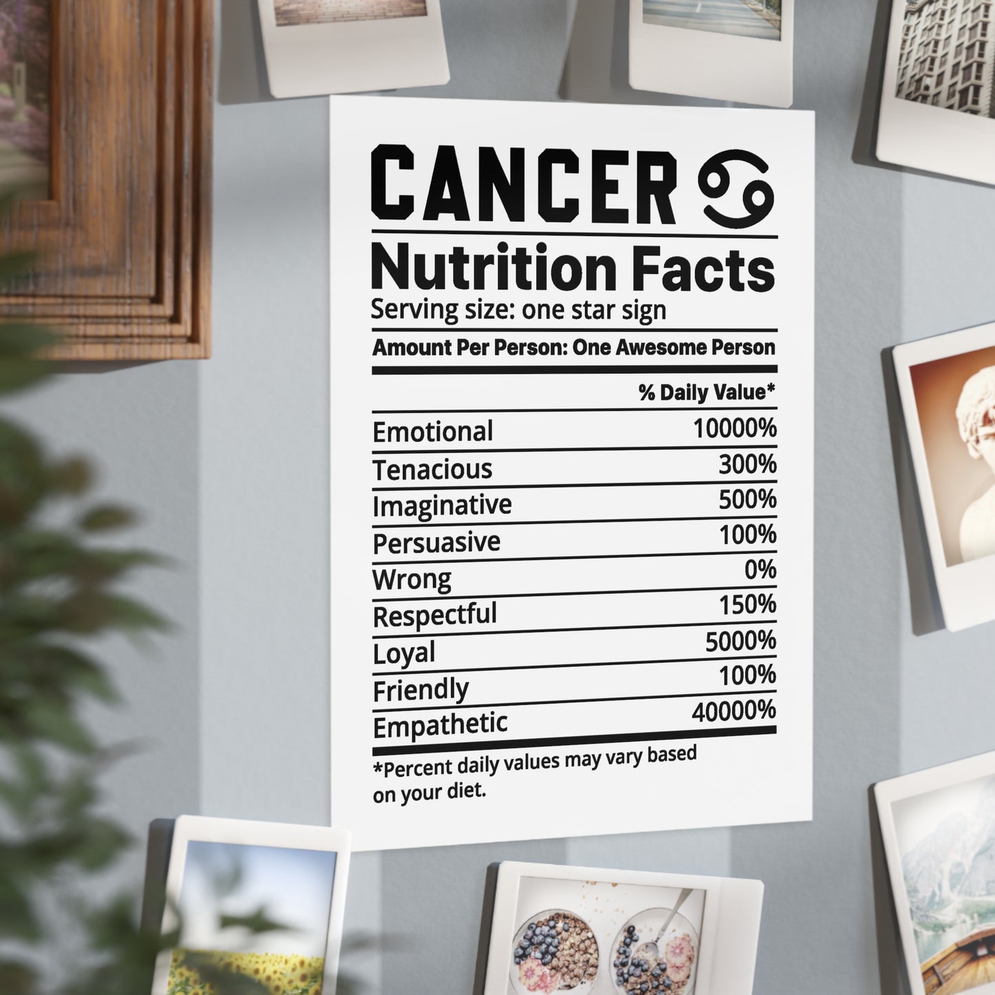 Cancer Nutrition Unframed Prints - white