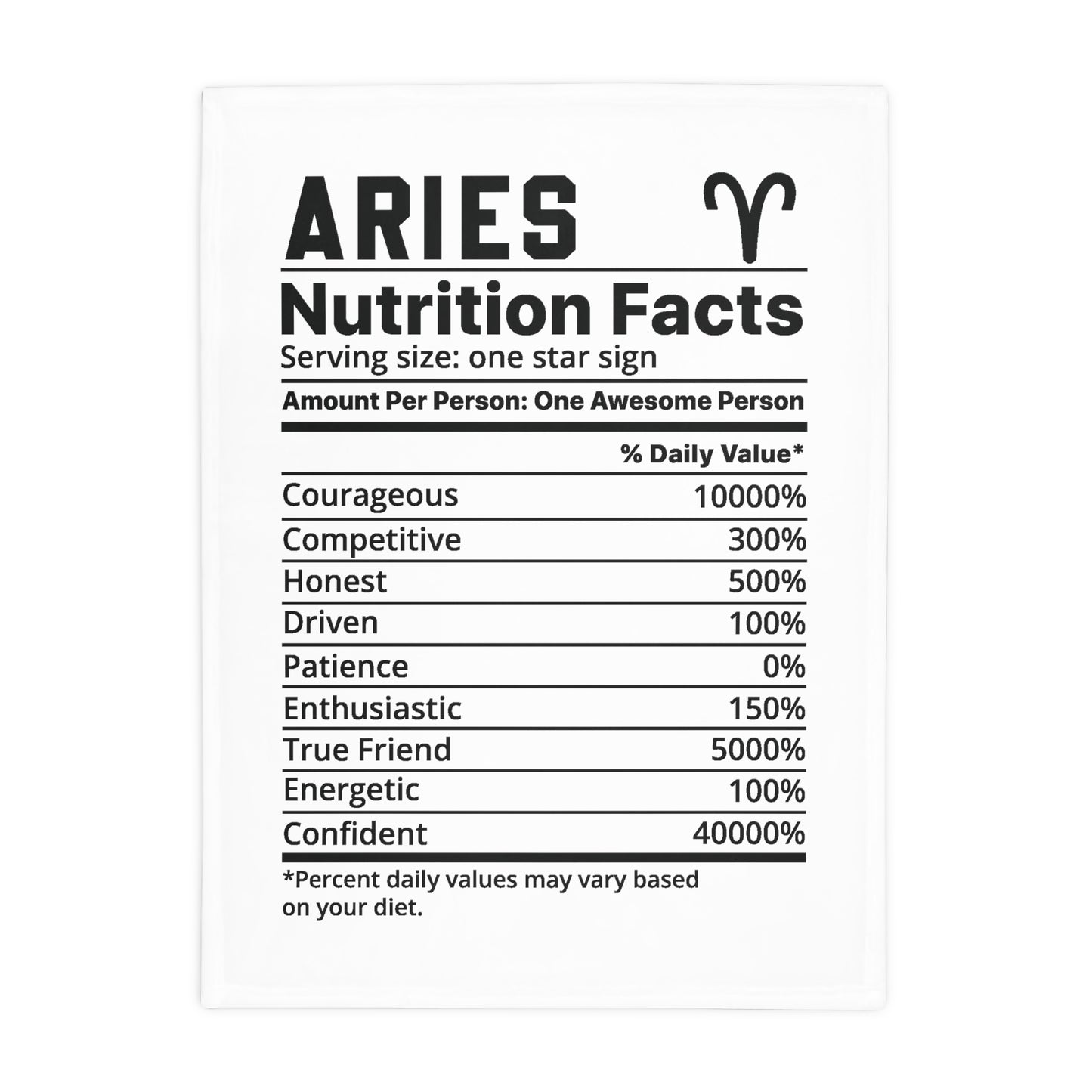 Aries Nutrition Plush Fleece Blanket - white