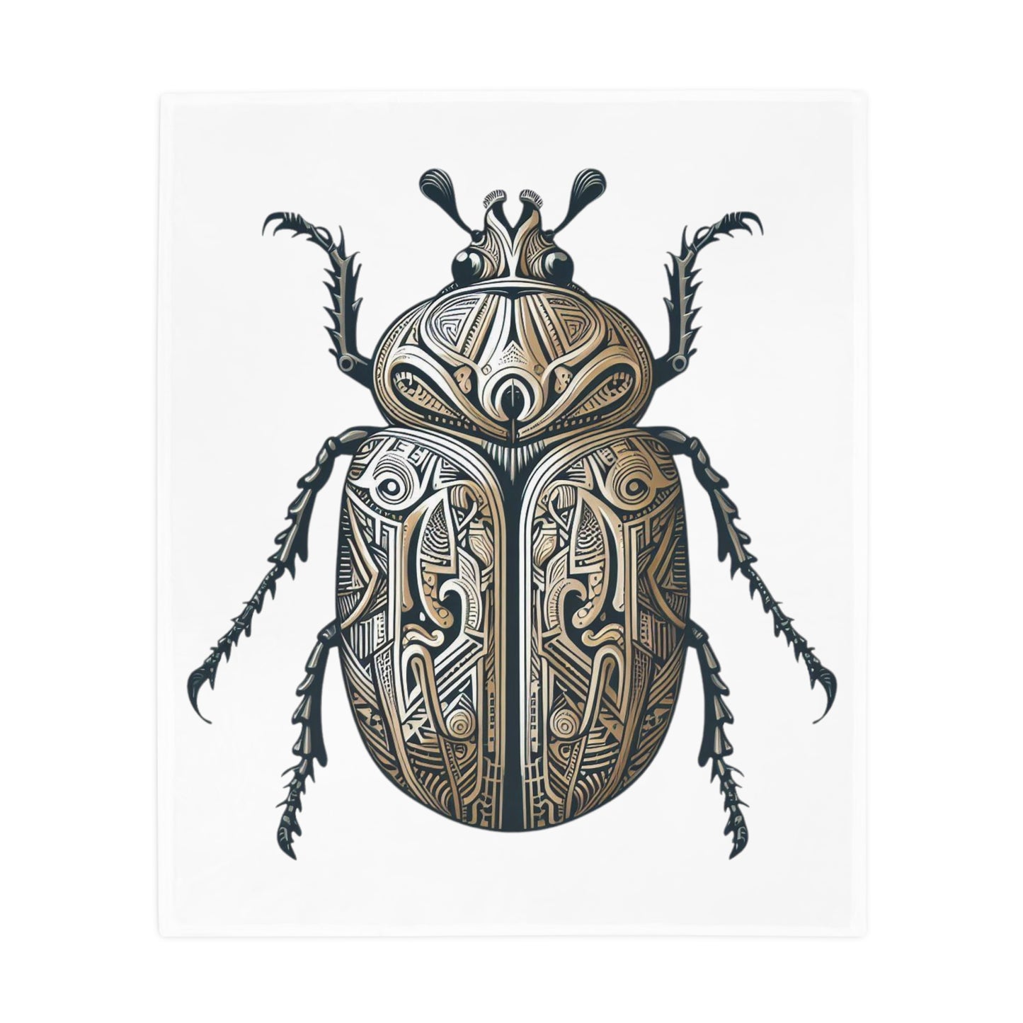 Carved Beetle - White Plush Fleece Blanket