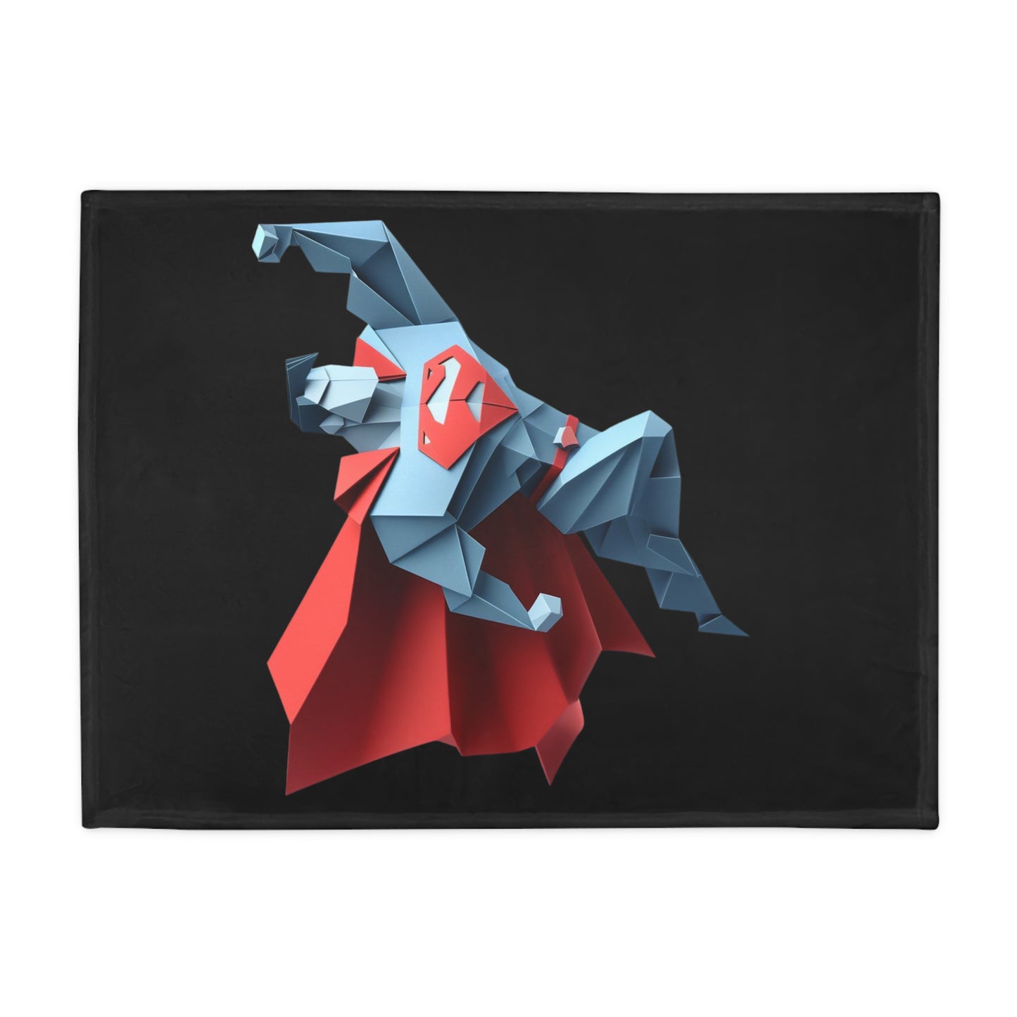 Origami Superman Plush Fleece Blanket - Black