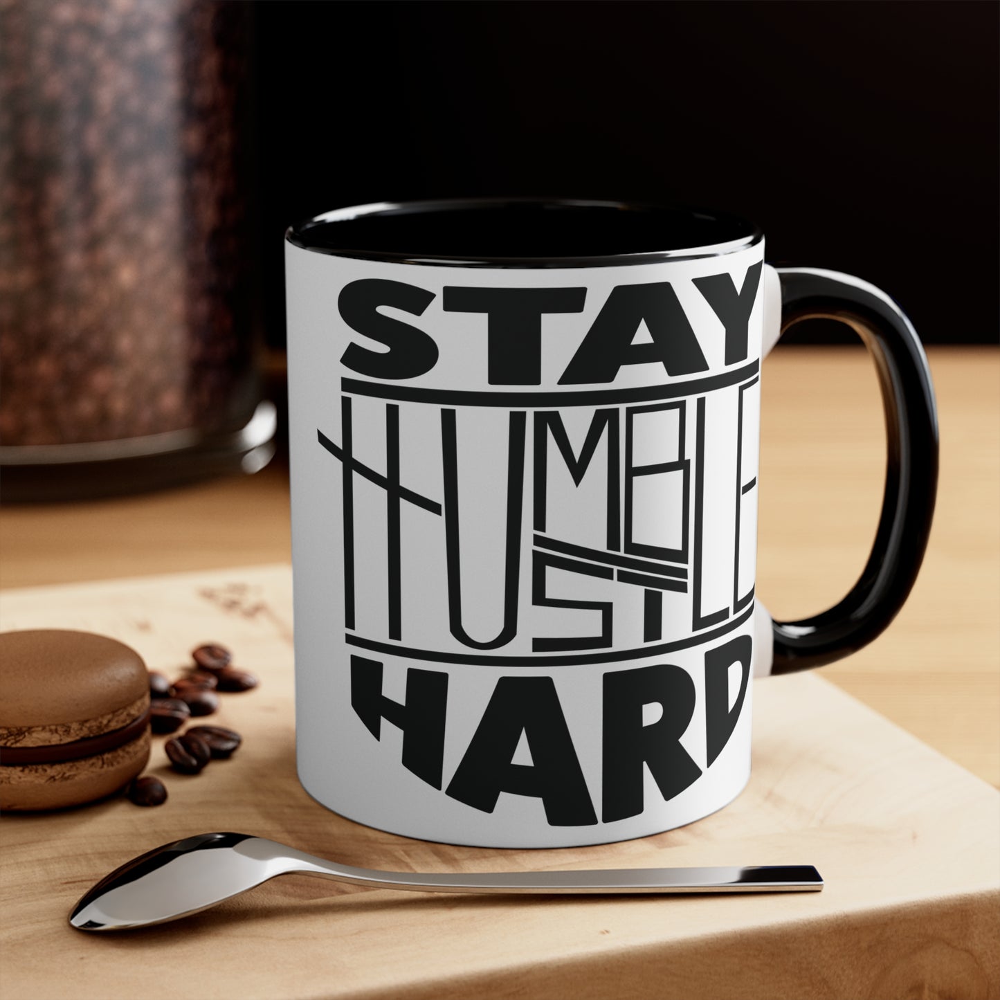 Stay Humble Hustle Hard Workout Colorful Accent Mug 11oz - For Gym Fitness Enthusiasts