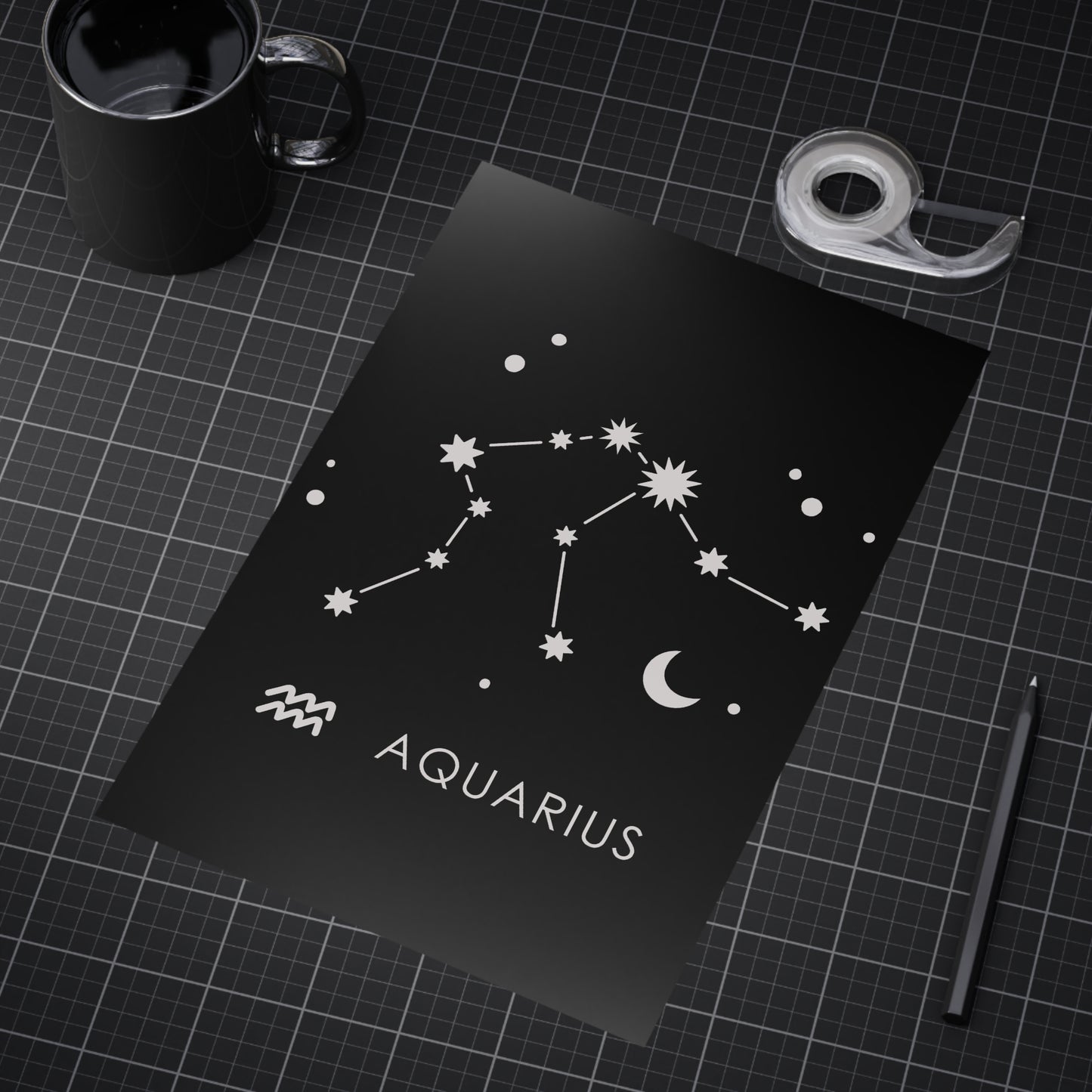 Aquarius Starmap Unframed Prints - black