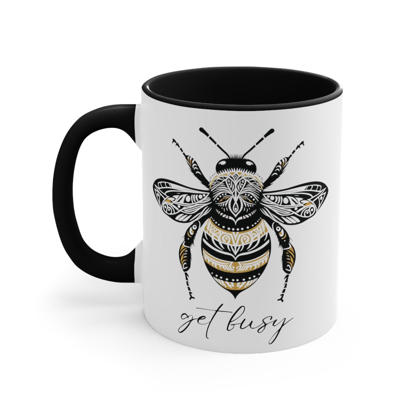 Get Busy Bee Colorful Accent Mugs, 11oz (330 ml)