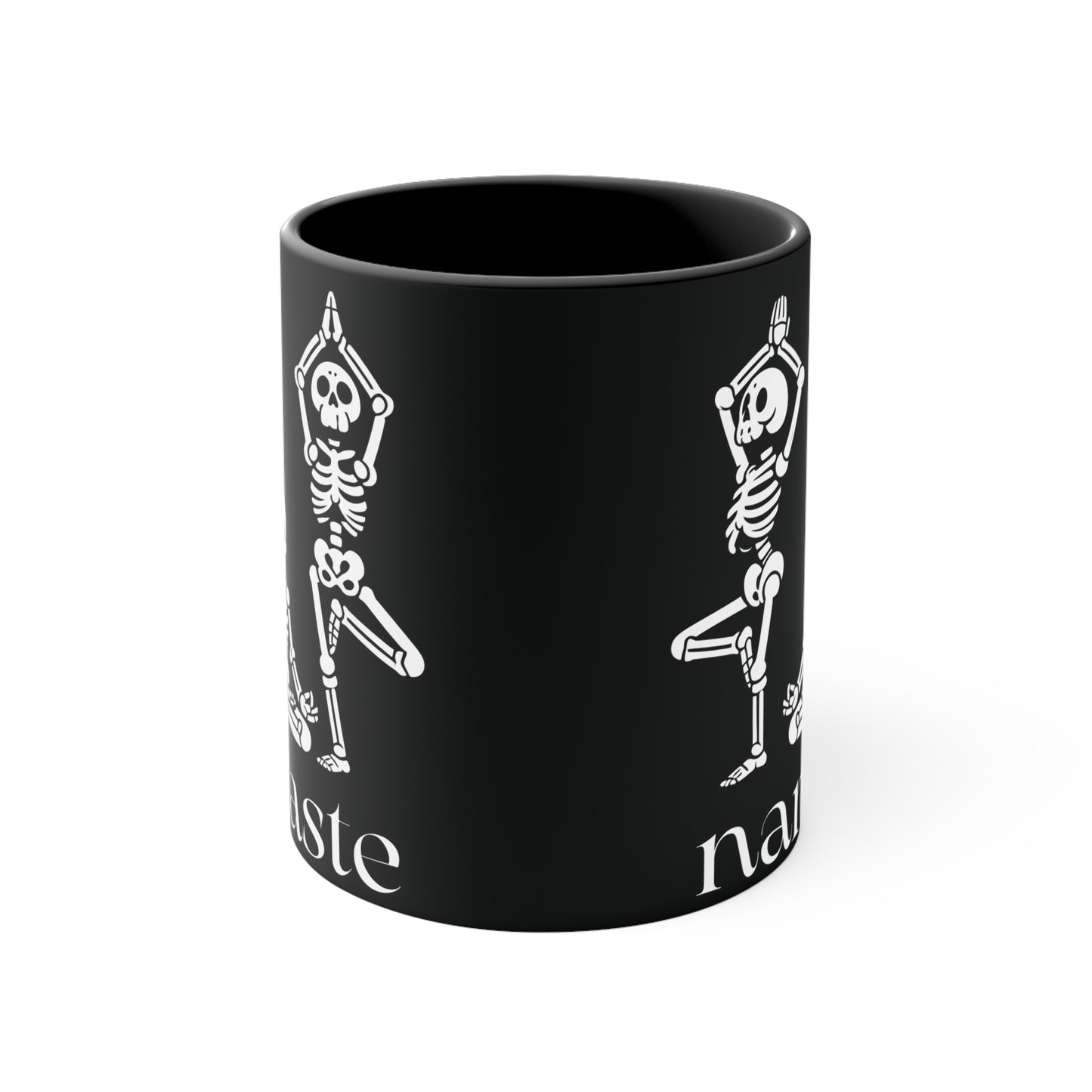 Namaste Skeletons Color Accent Mug 11oz - Zen Meditation Gift