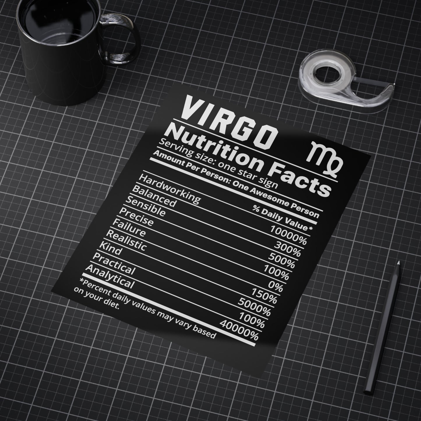 Virgo Nutrition Unframed Prints - black