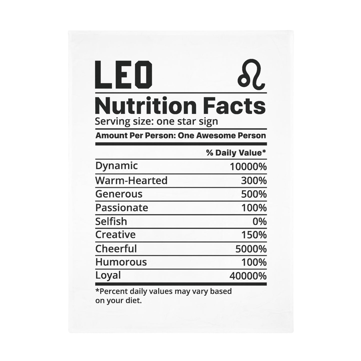 Leo Nutrition Plush Fleece Blanket - white