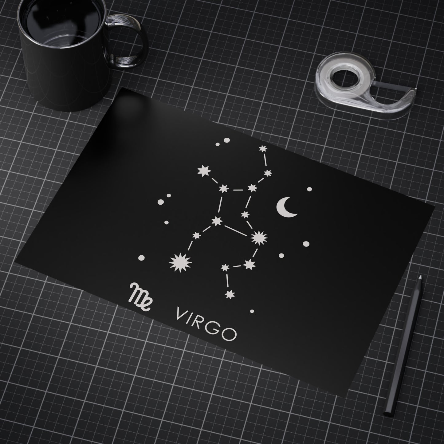 Virgo Starmap Unframed Prints - black