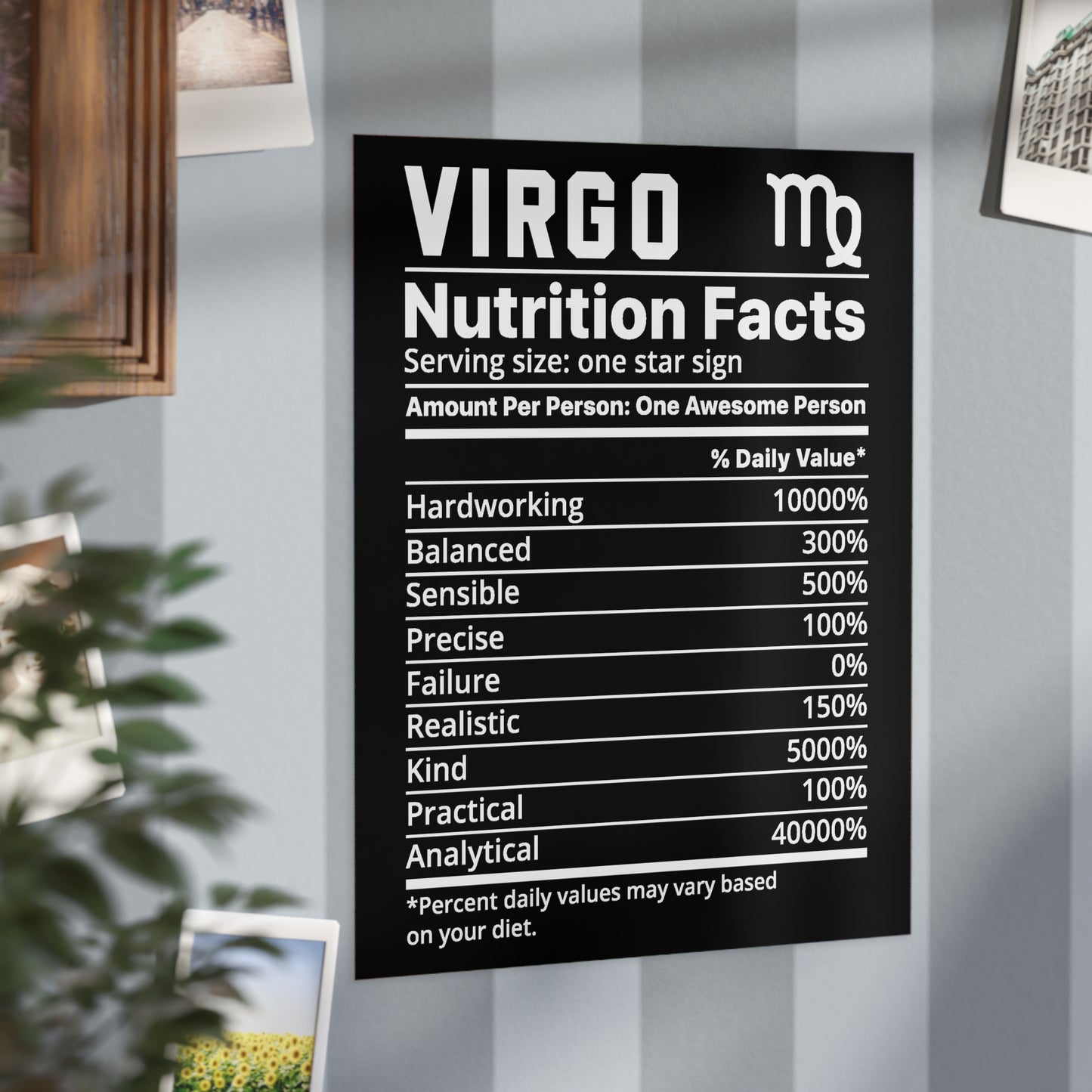 Virgo Nutrition Unframed Prints - black