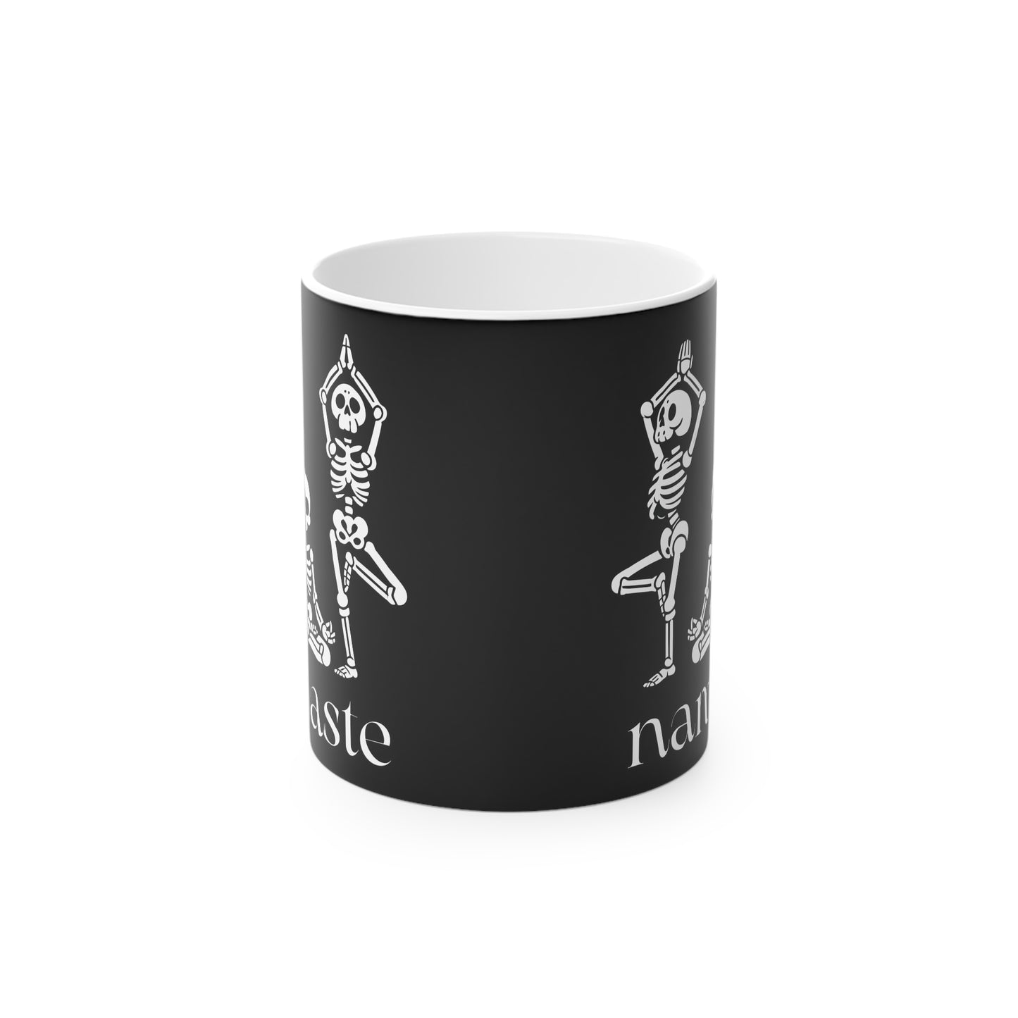 Namaste Skeletons Magic Mug - Color Changing Heat Sensitive Cup for Relaxation and Meditation