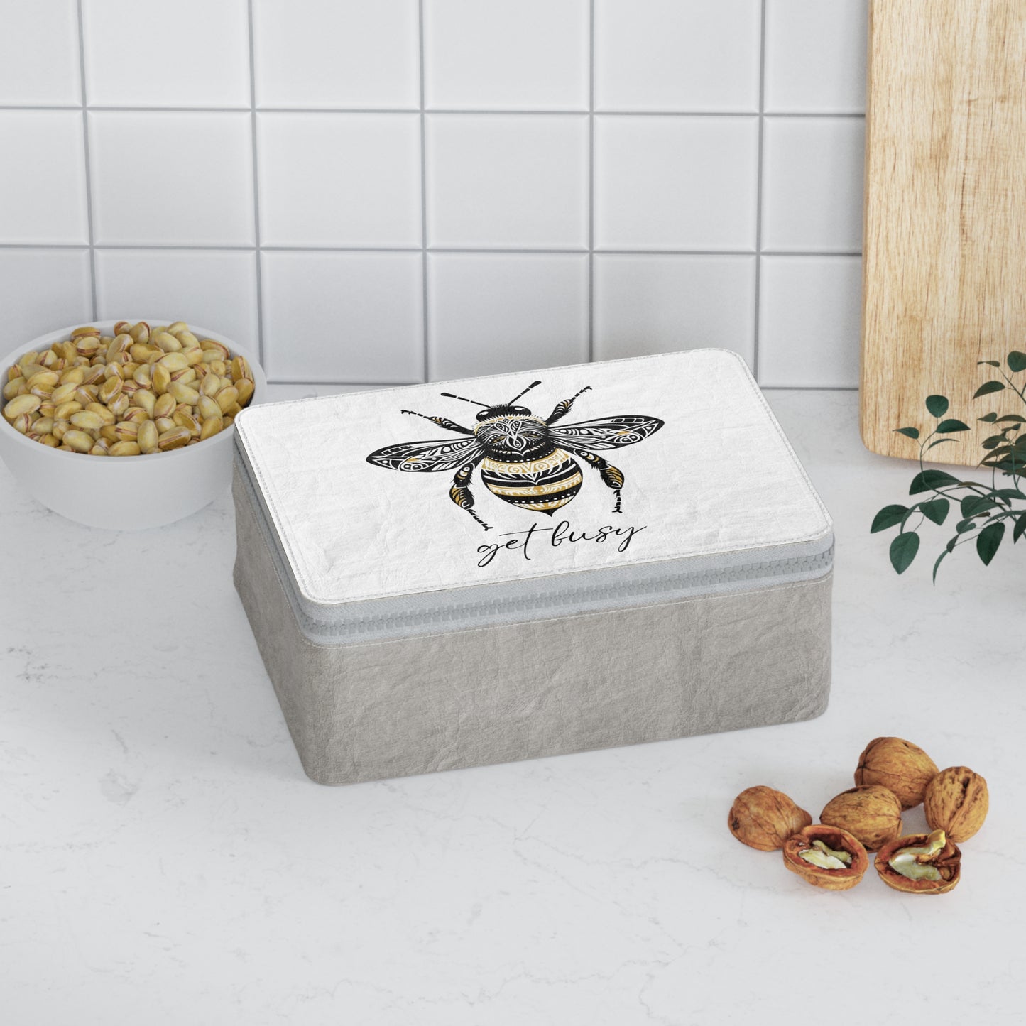 Get Busy Bee Paper Lunch Bag - white