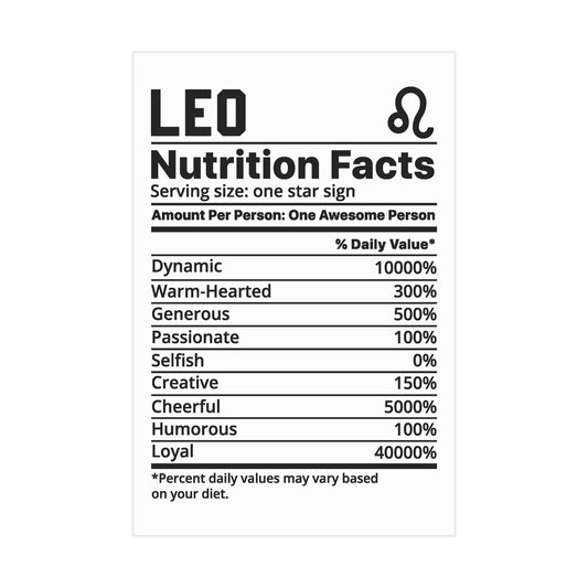 Leo Nutrition Unframed Prints - white