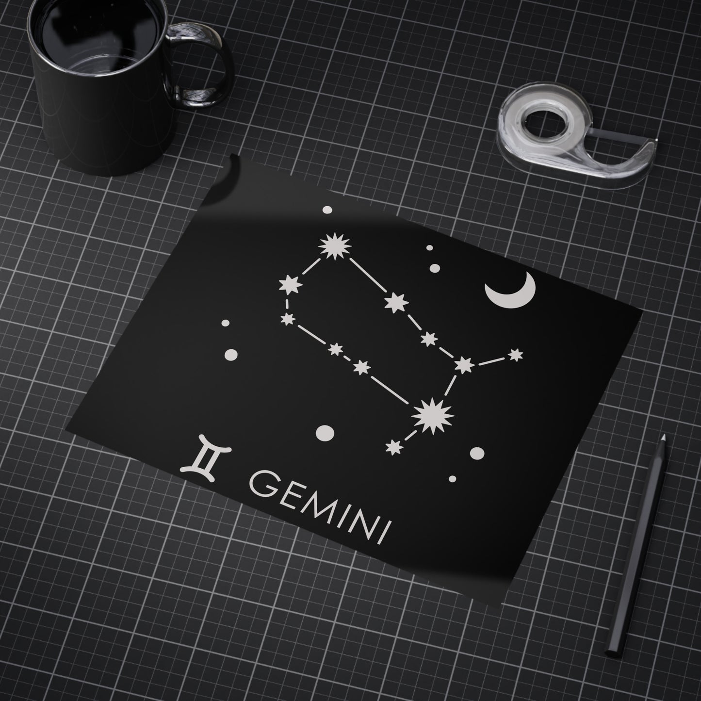 Gemini Starmap Unframed Prints - black