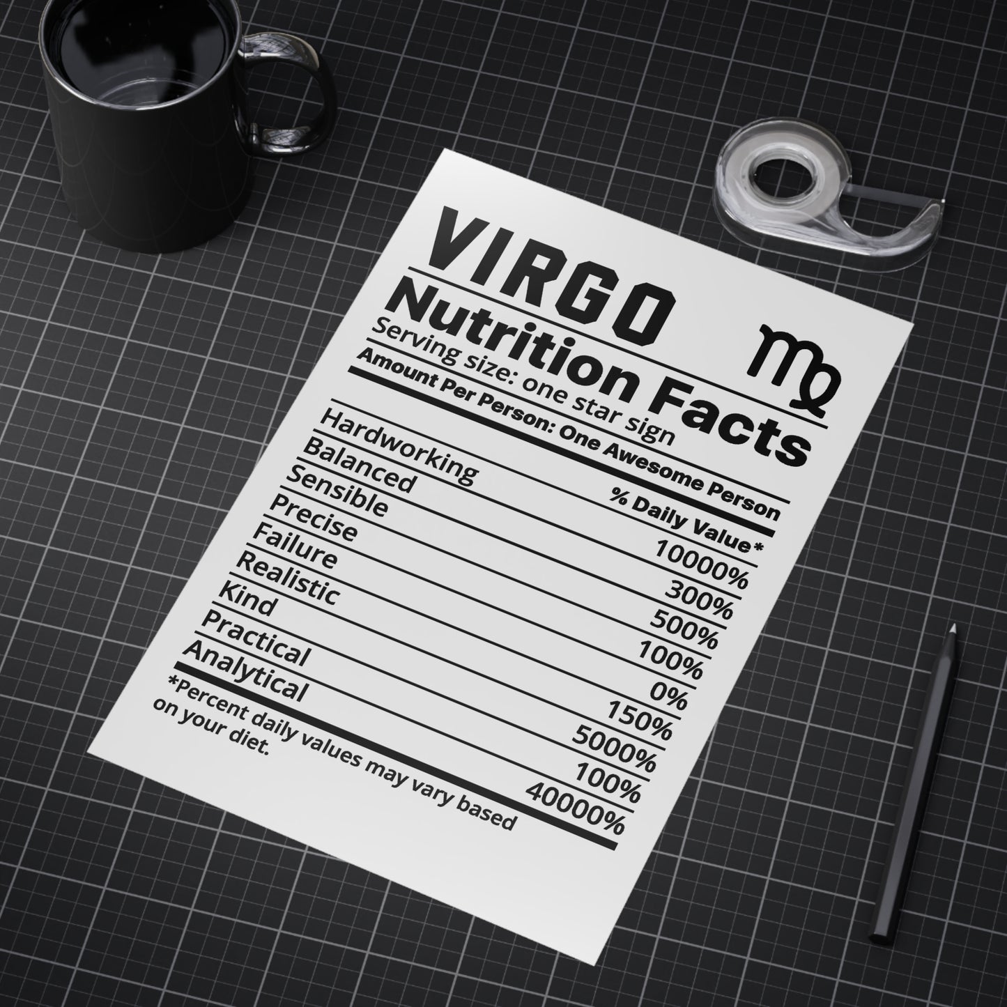 Virgo Nutrition Unframed Prints - white