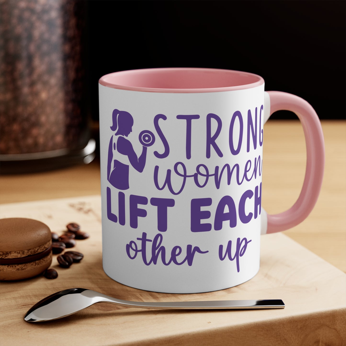 Strong Women... Workout Colorful Accent Mug 11oz - For Gym Fitness Enthusiasts