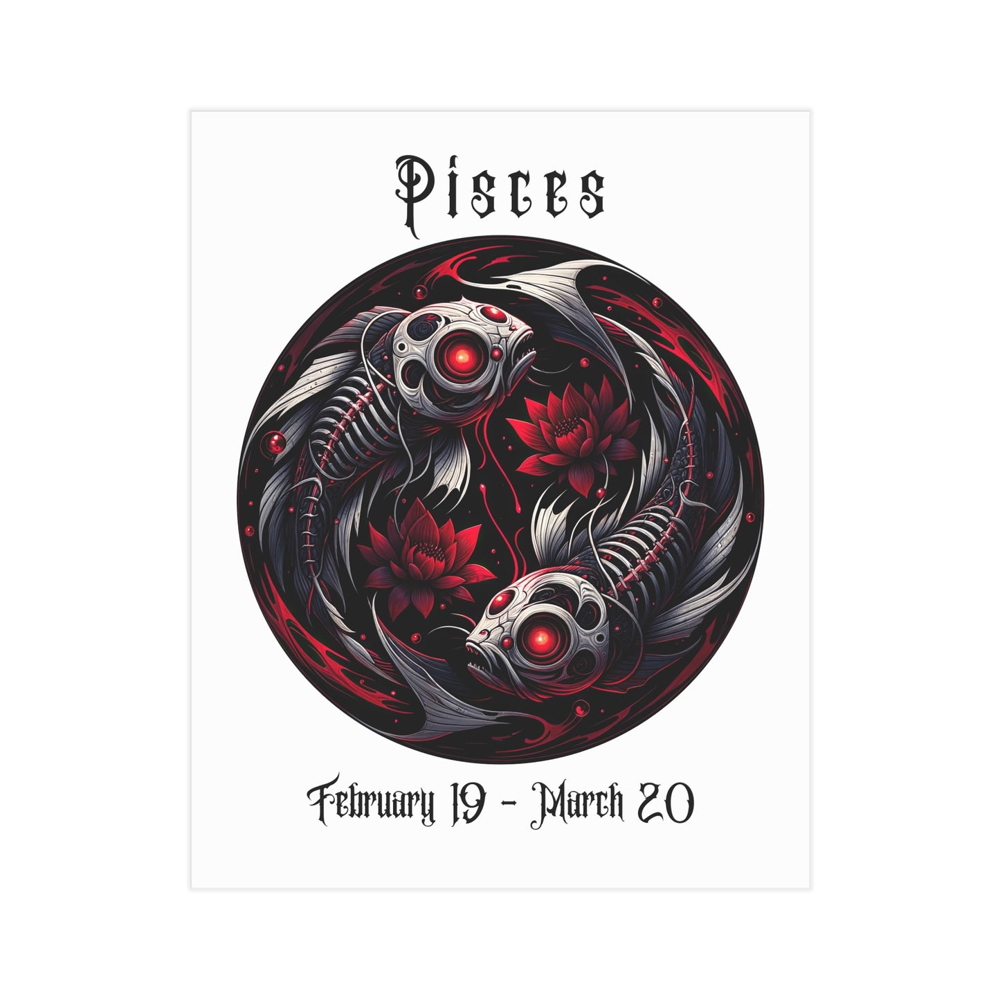 Gothic Pisces Unframed Prints - white