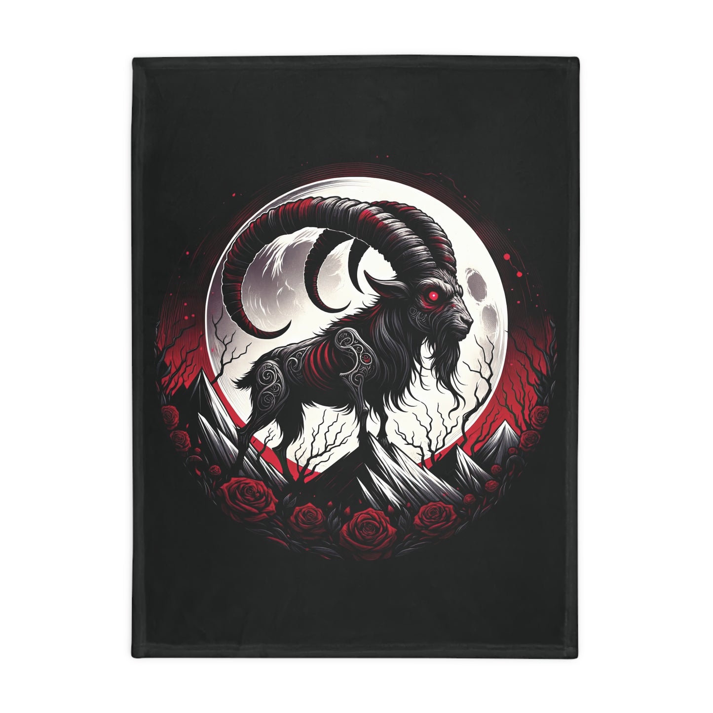 Gothic Capricorn Plush Fleece Blanket - black