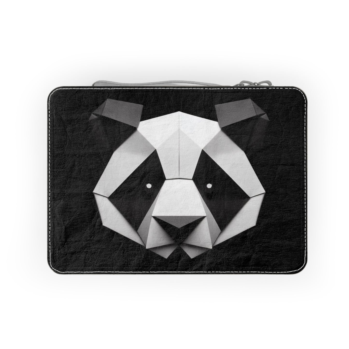 Origami Panda Paper Lunch Bag - black