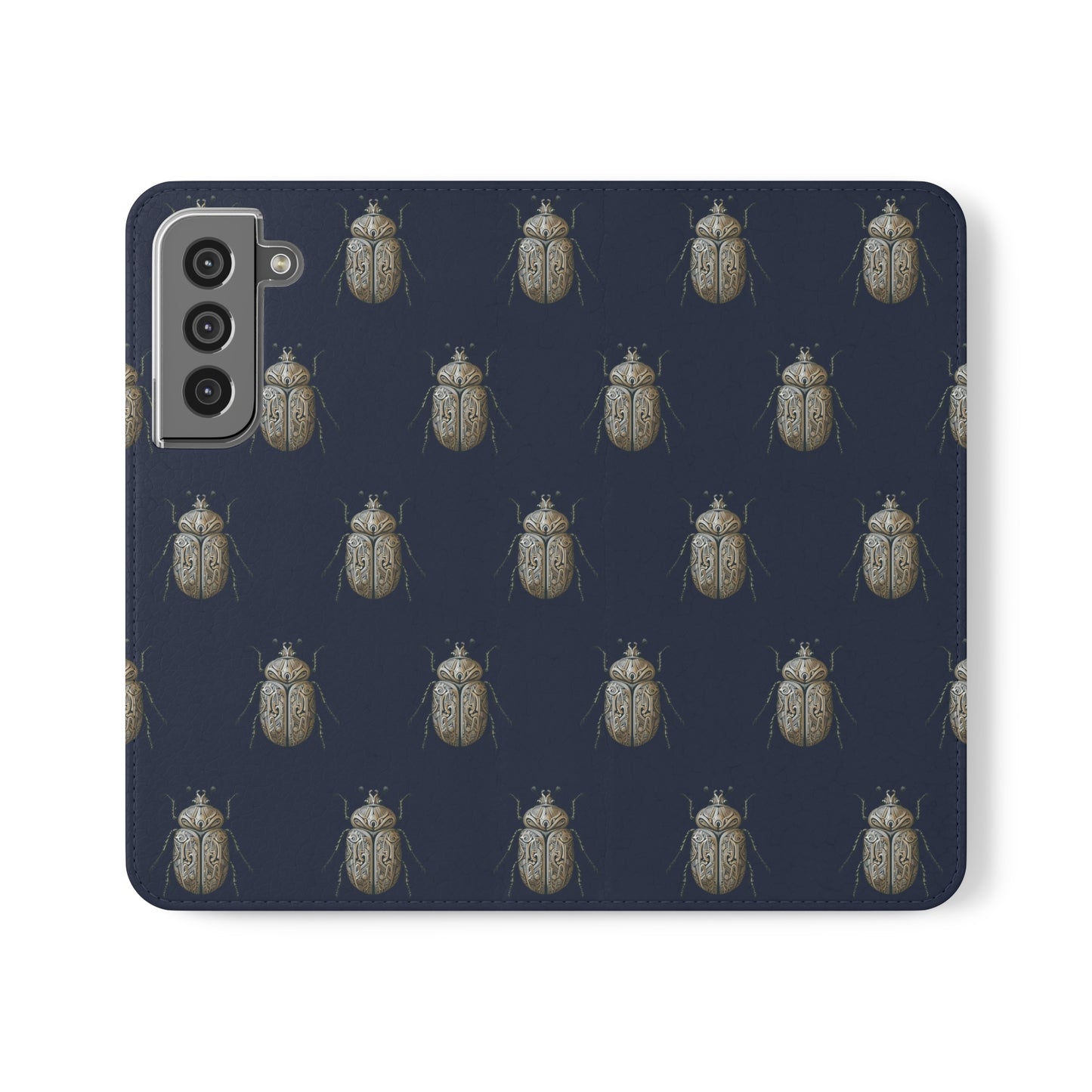 Carved Beetle Flip Cases for iPhone/Samsung - navy