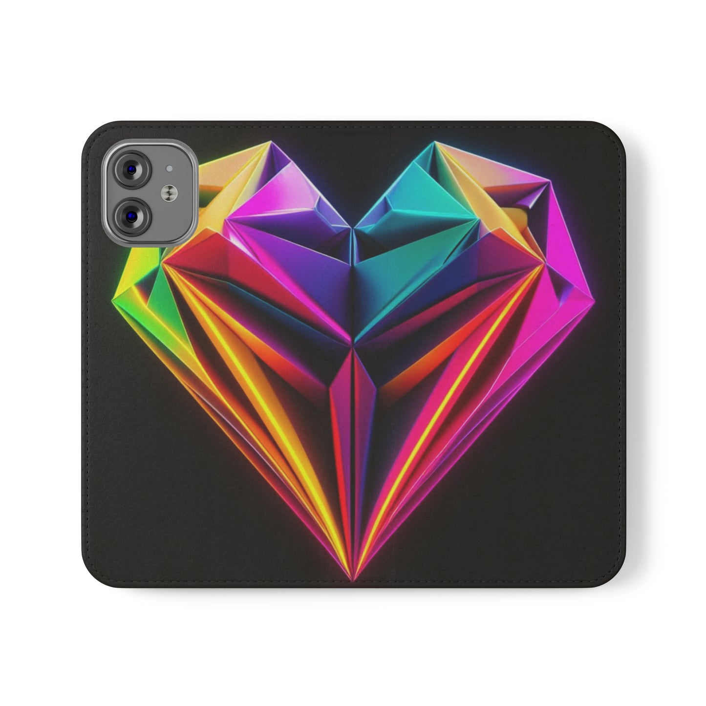 Origami Neon Heart Flip Cases - iPhone/Samsung