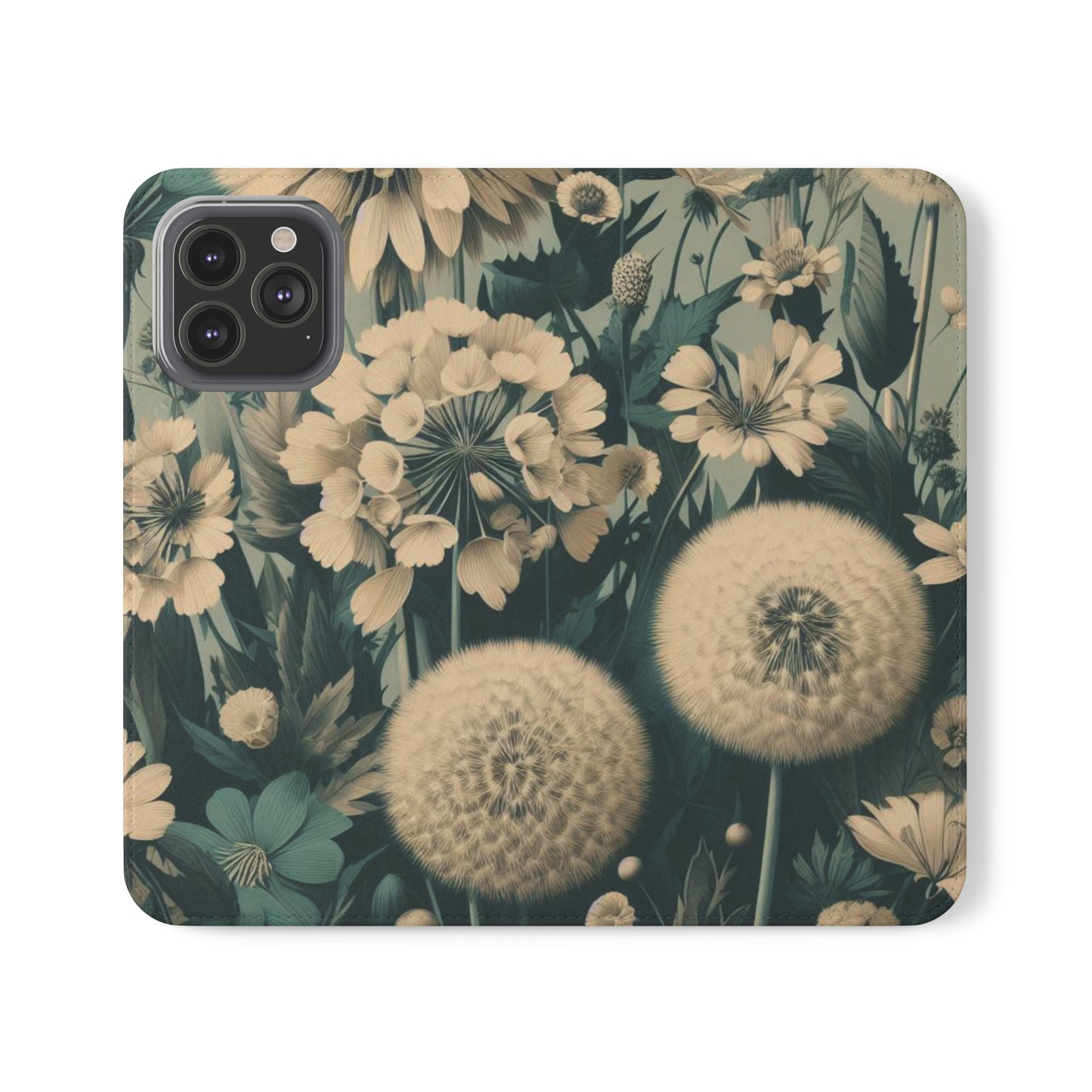 Blue & Cream Flowers Flip Cases iPhone/Samsung