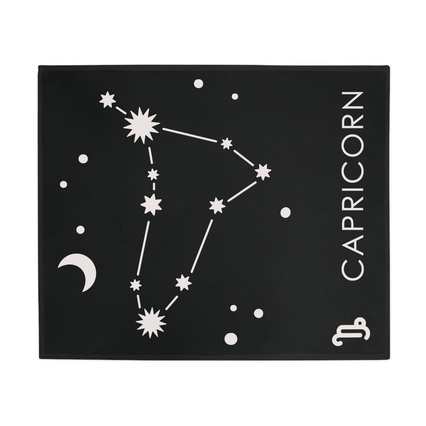 Capricorn Star Map Plush Fleece Blanket - black