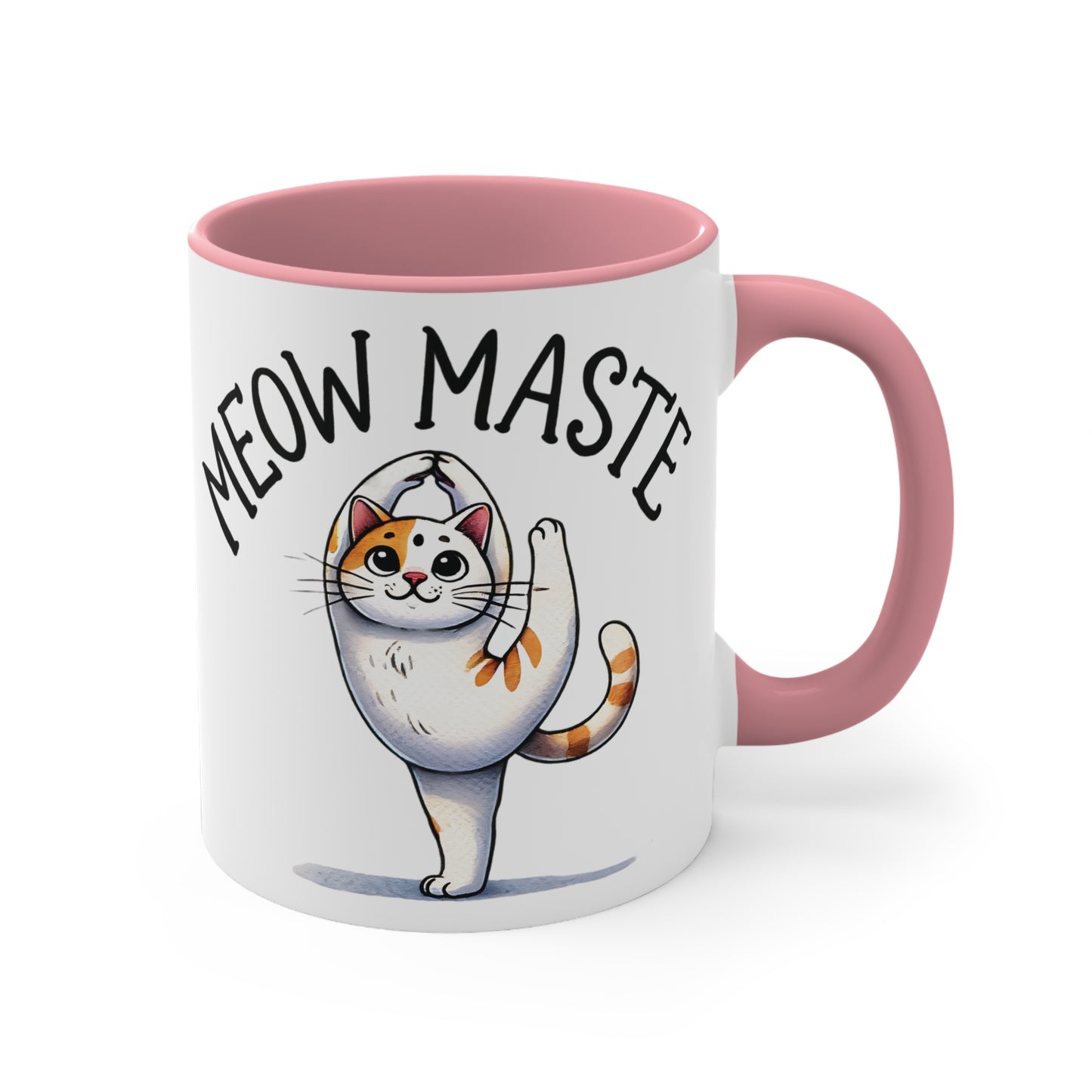 Meow Maste Color Accent Mug 11oz - Zen Meditation Gift