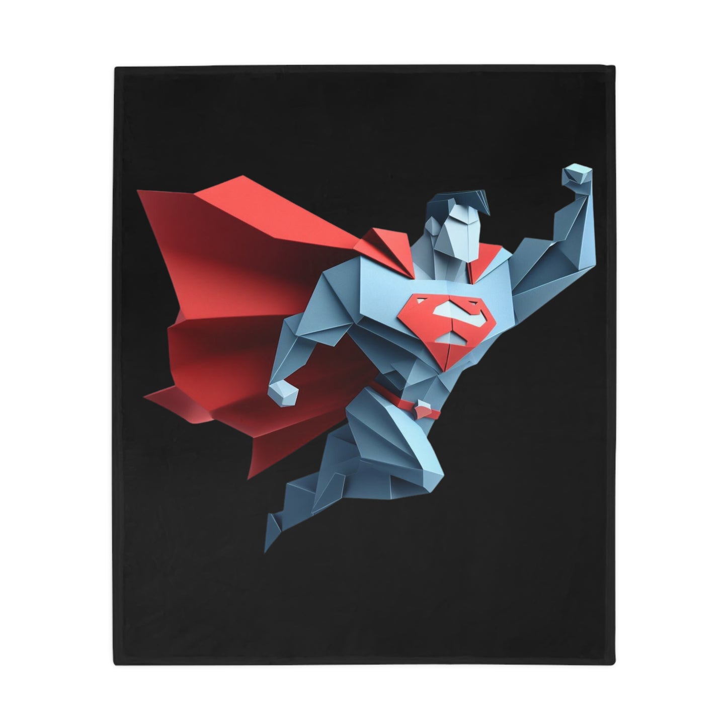 Origami Superman Plush Fleece Blanket - Black