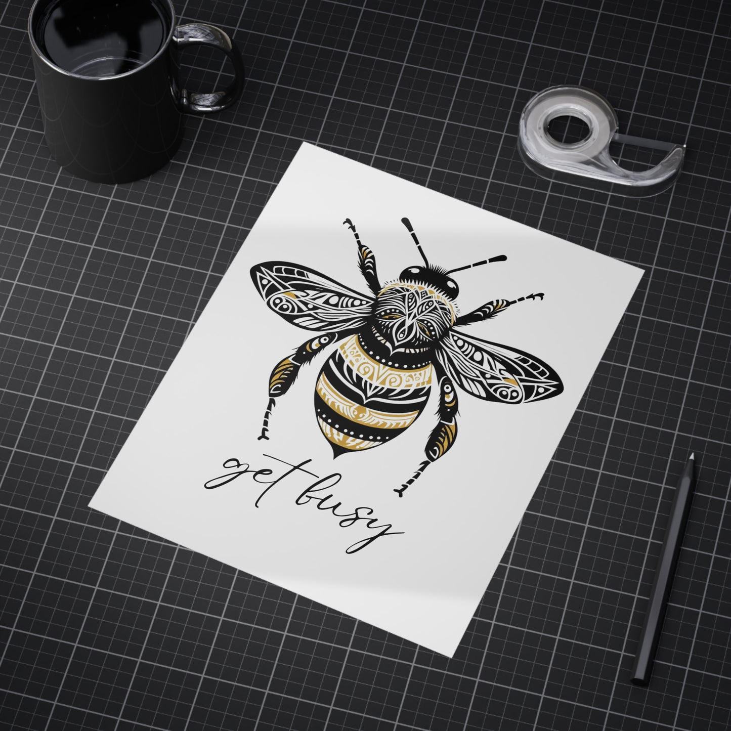 Get Busy Bee Unframed Prints - white