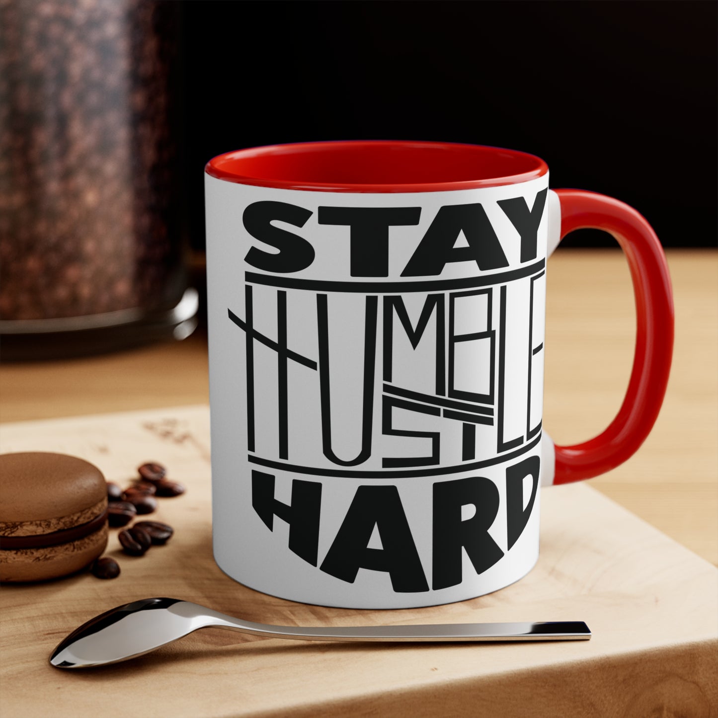 Stay Humble Hustle Hard Workout Colorful Accent Mug 11oz - For Gym Fitness Enthusiasts