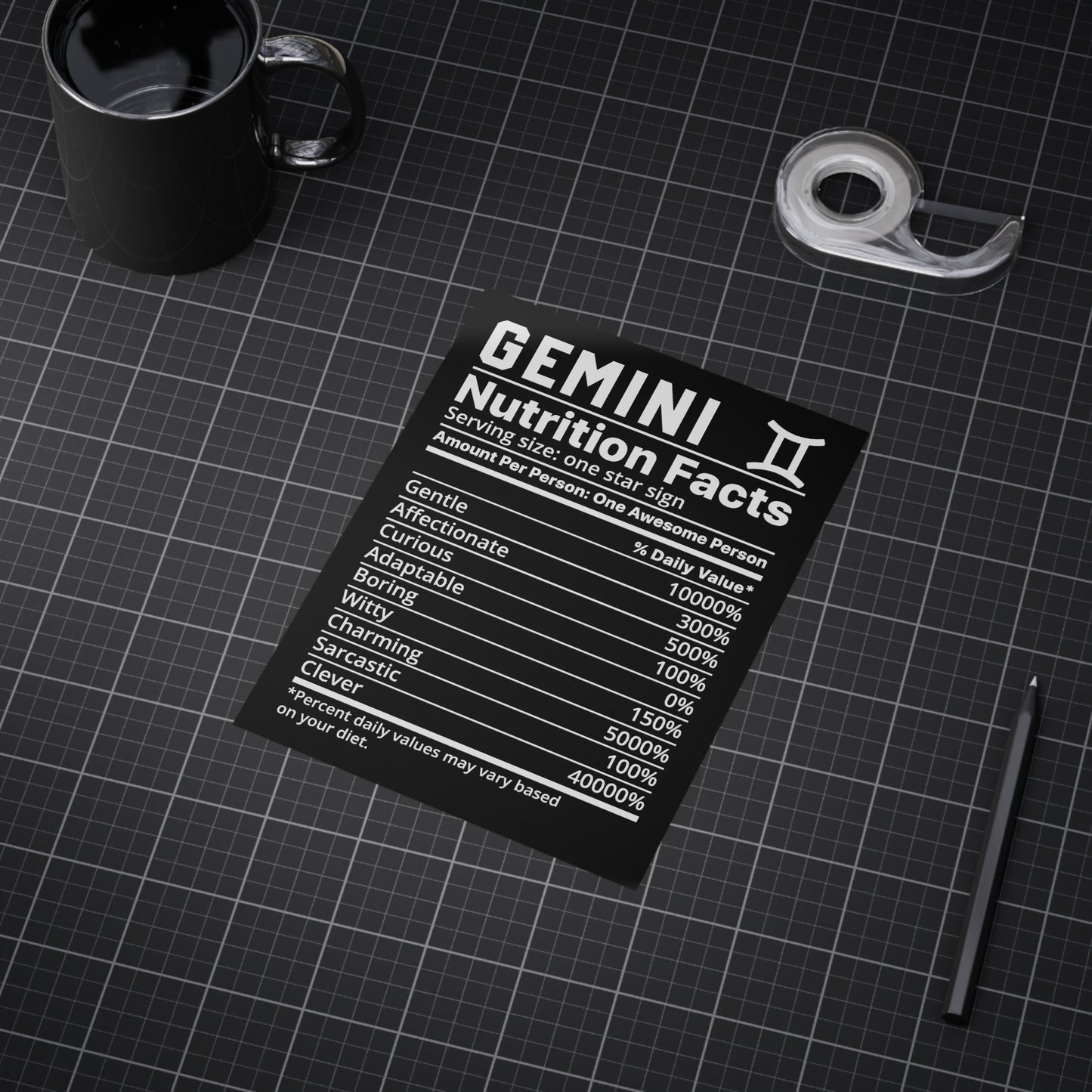 Gemini Nutrition Unframed Prints - black