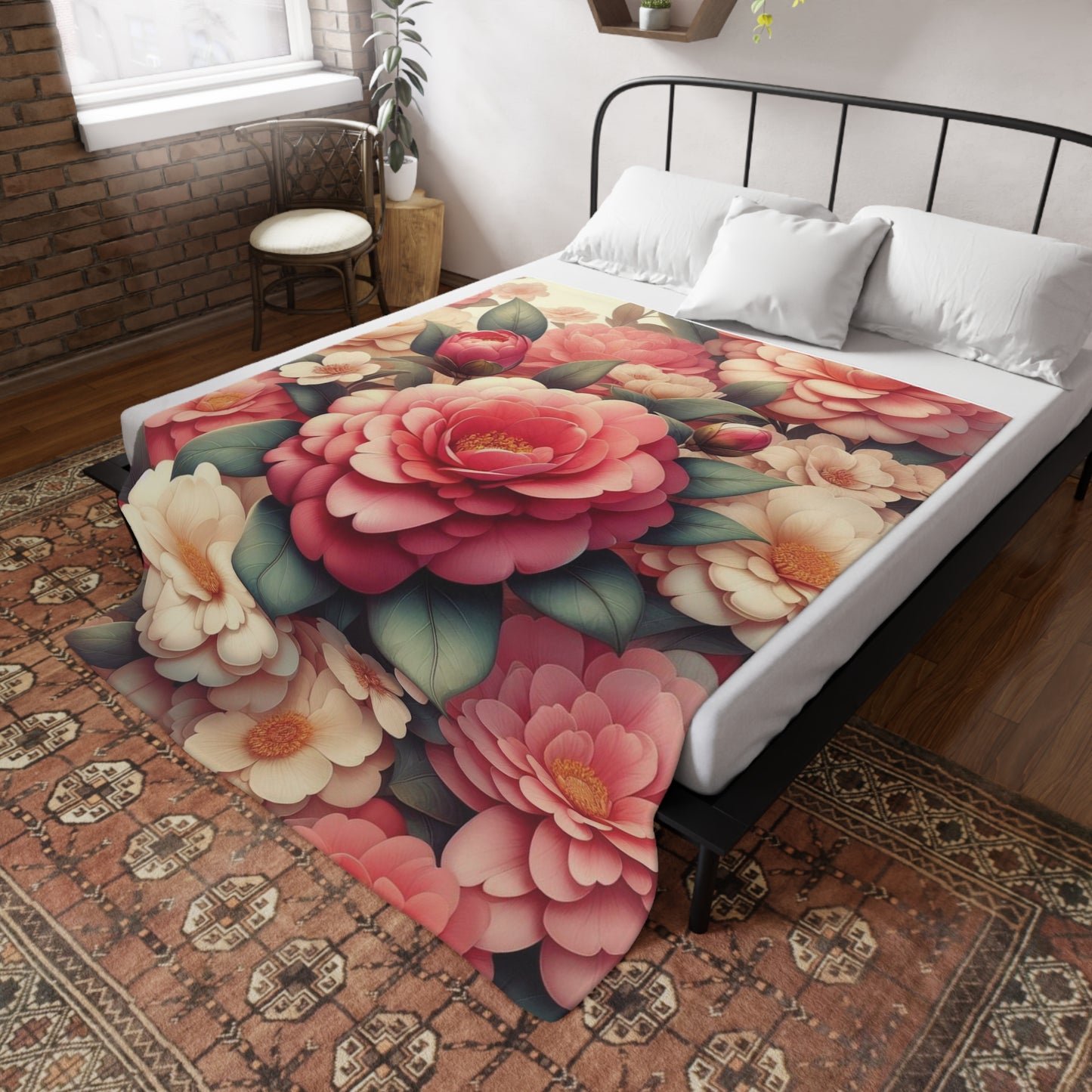 Camelias #3 Plush Fleece Blanket