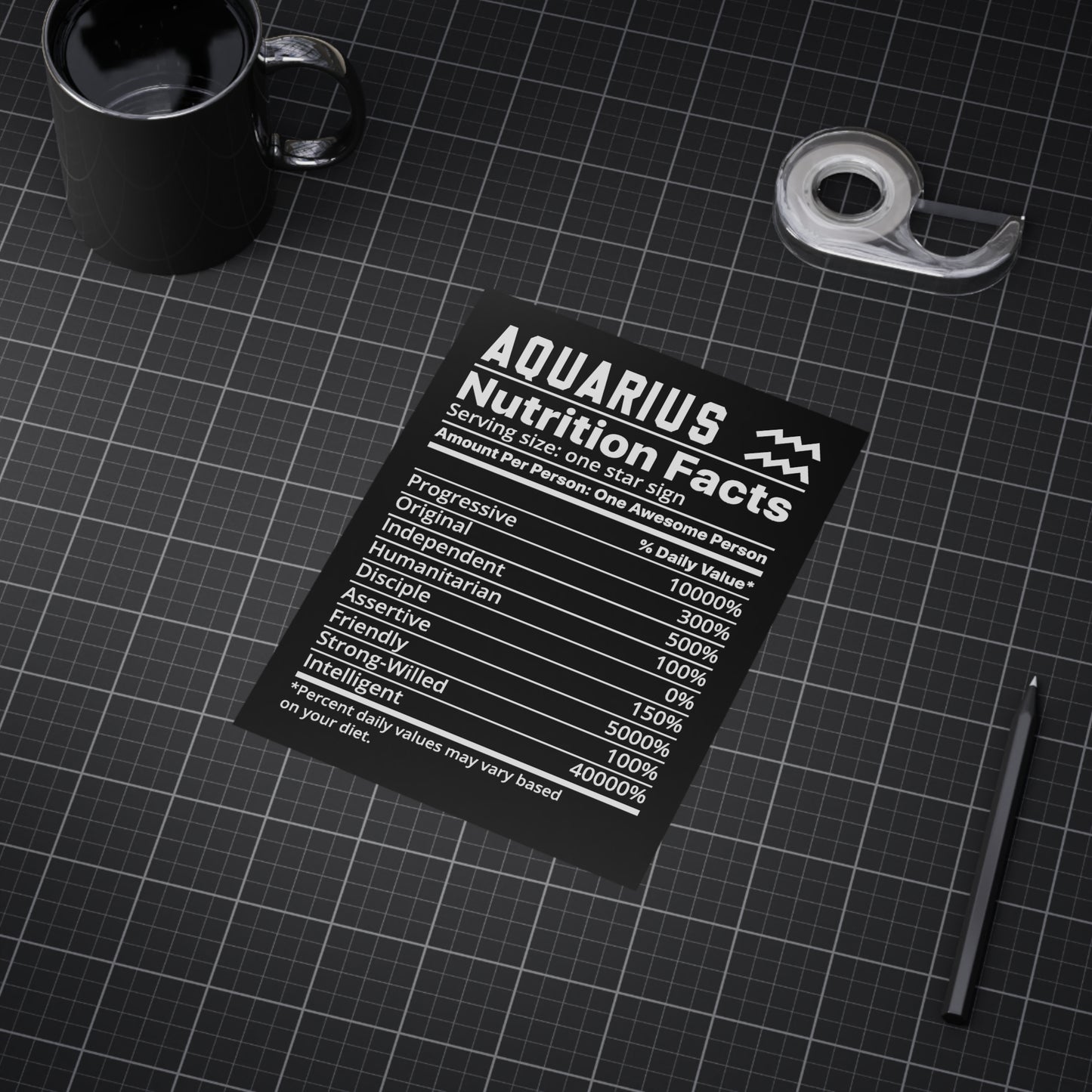 Aquarius Nutrition Unframed Prints - black