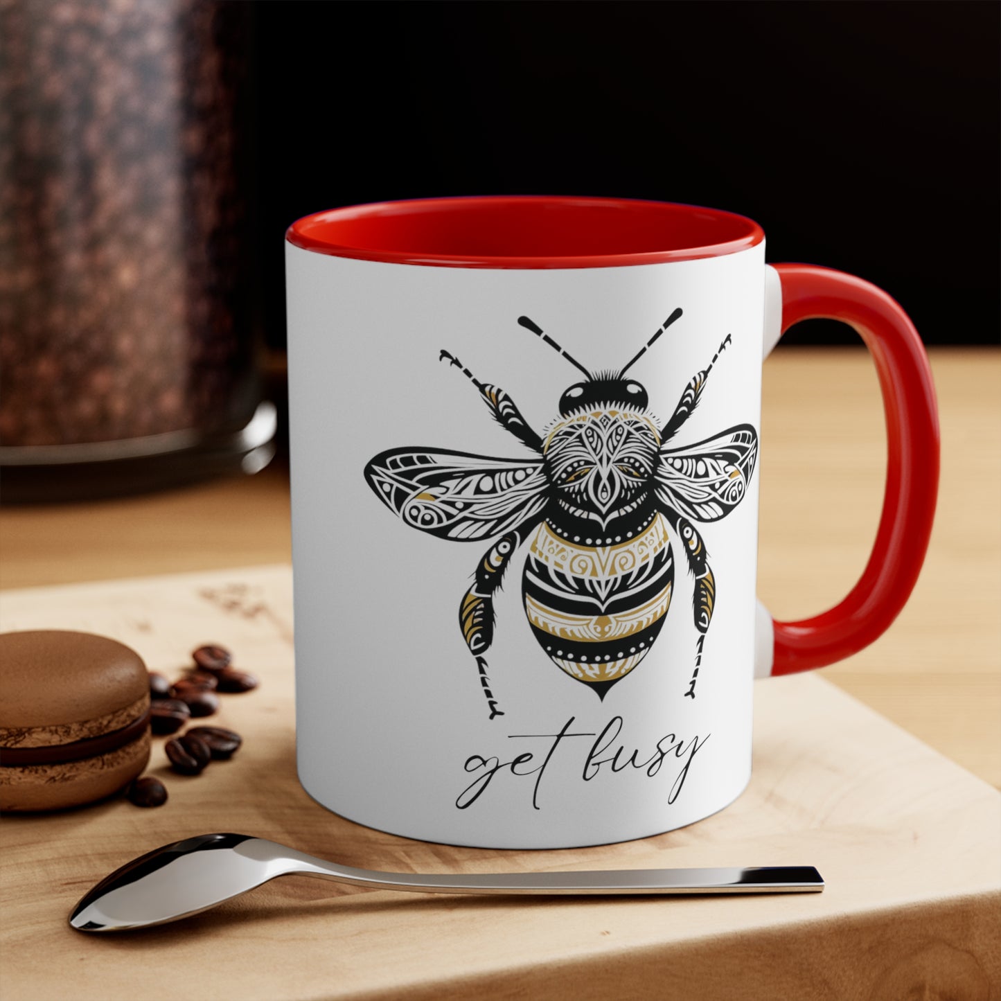 Get Busy Bee Colorful Accent Mugs, 11oz (330 ml)