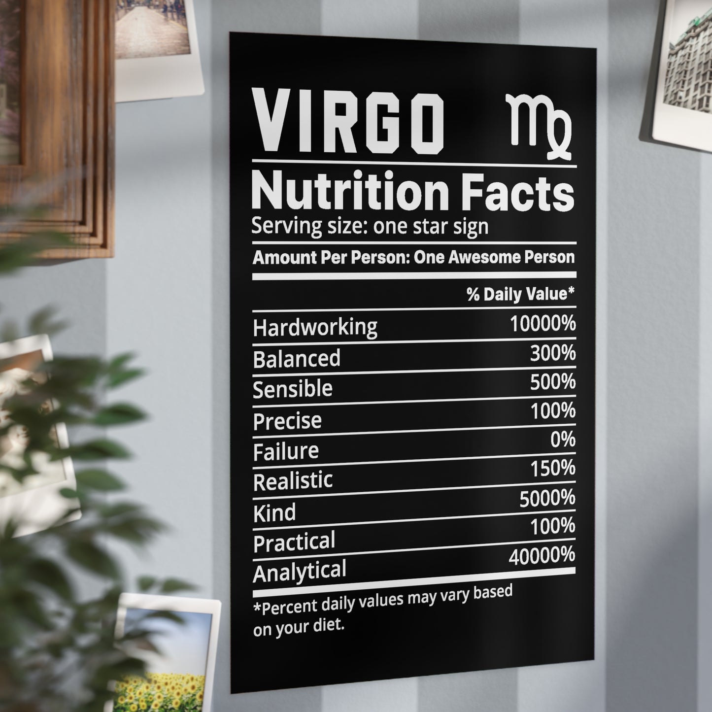 Virgo Nutrition Unframed Prints - black