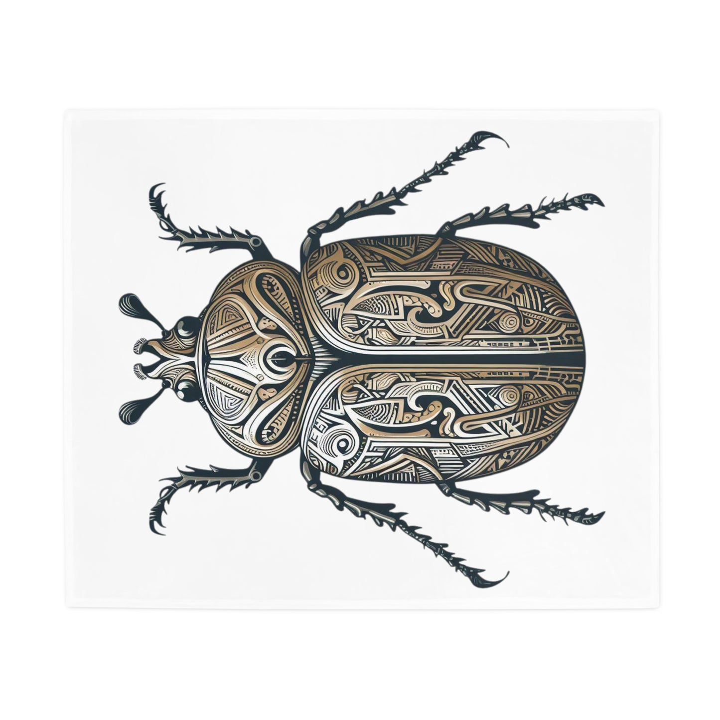 Carved Beetle - White Plush Fleece Blanket