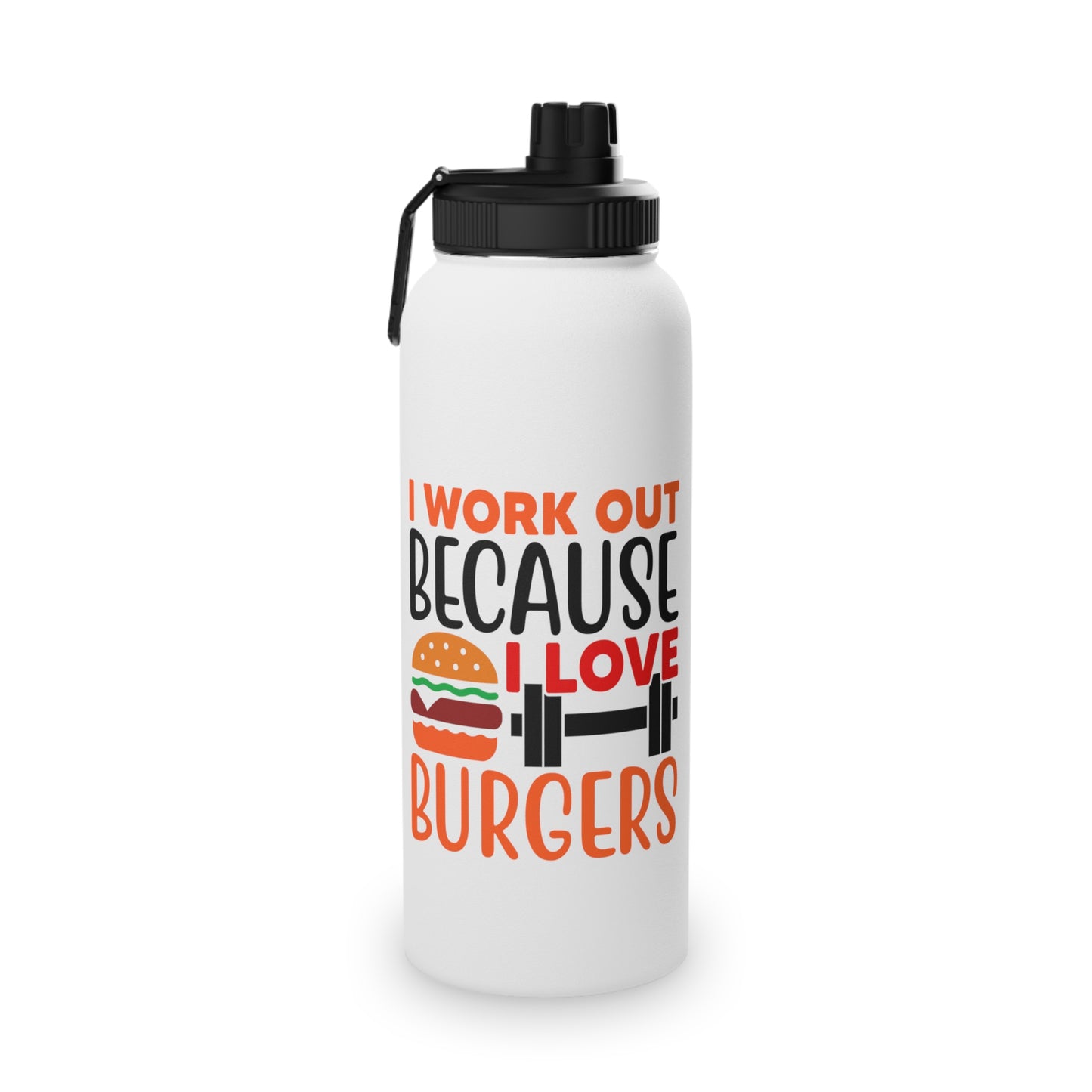 I Love Burgers Stainless Steel Sports Water Bottle - 3 sizes