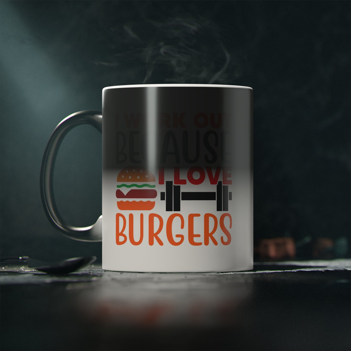 I Love Burgers Magic Mug - Color Changing Mug for Fitness Enthusiasts