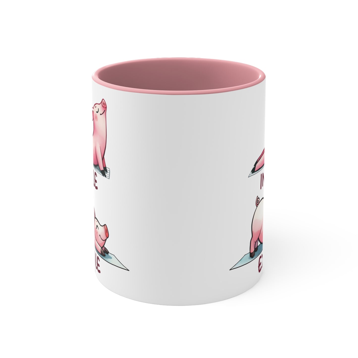 Pig Yoga Color Accent Mug 11oz - Zen Meditation Gift