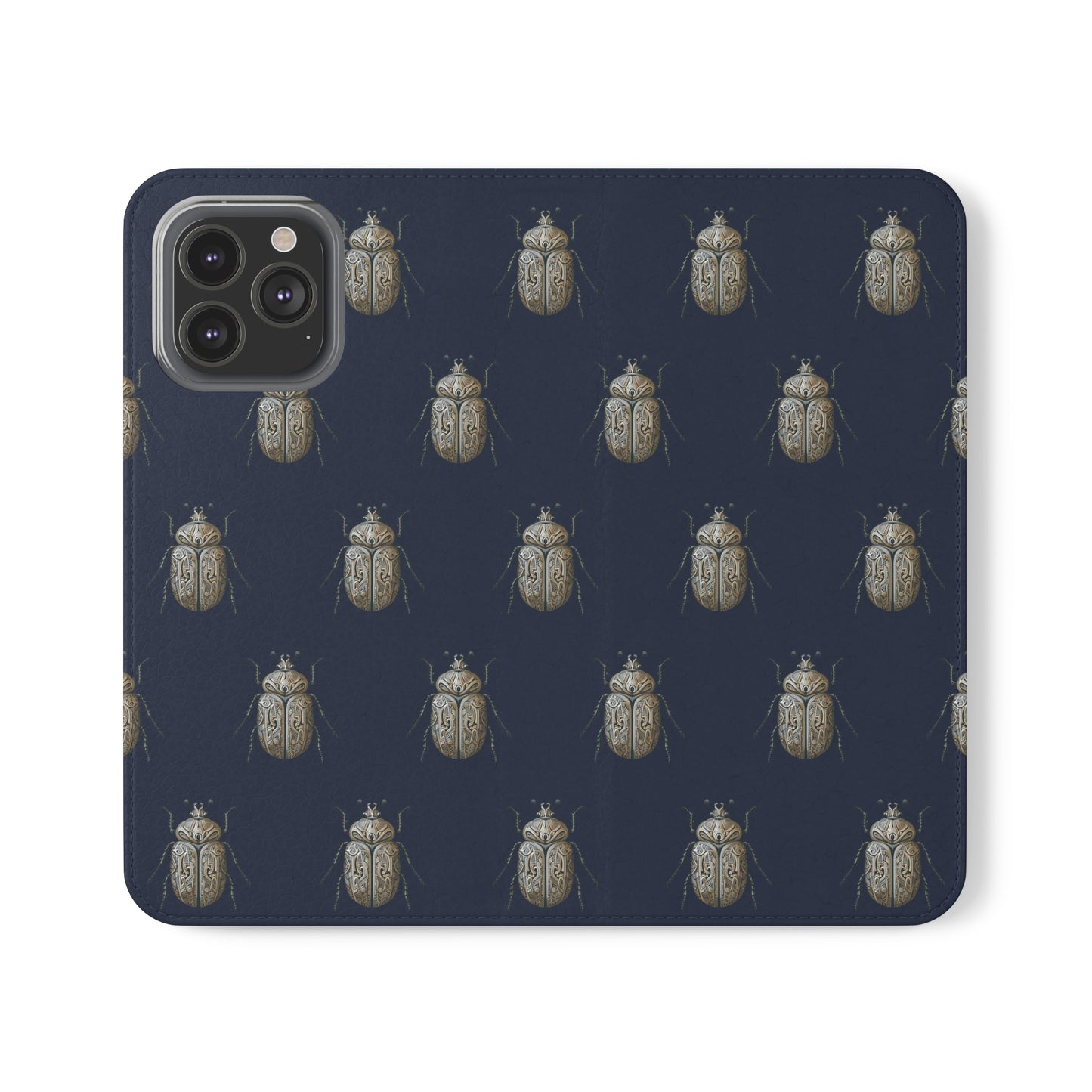 Carved Beetle Flip Cases for iPhone/Samsung - navy