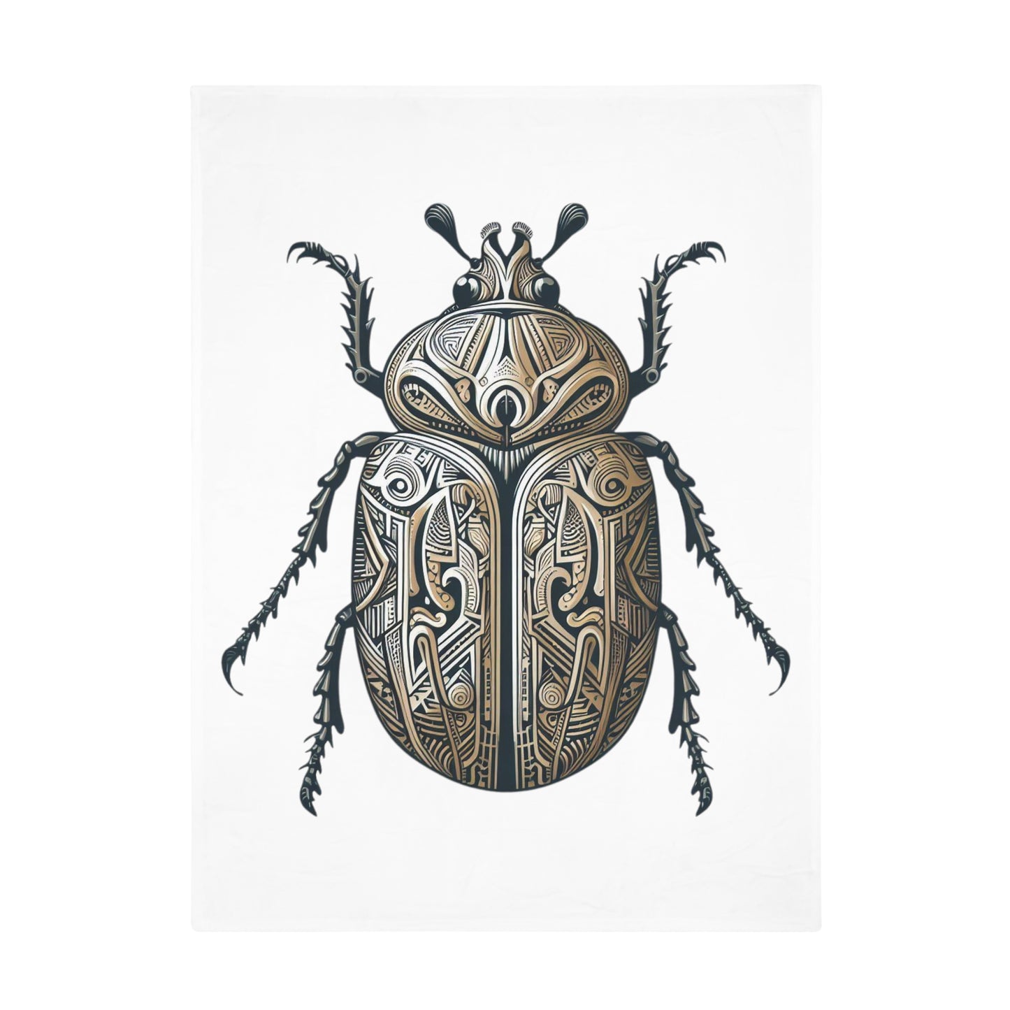 Carved Beetle - White Plush Fleece Blanket