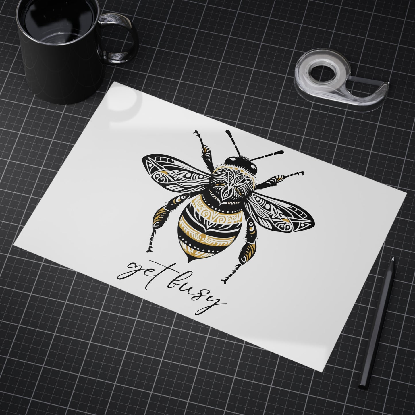 Get Busy Bee Unframed Prints - white