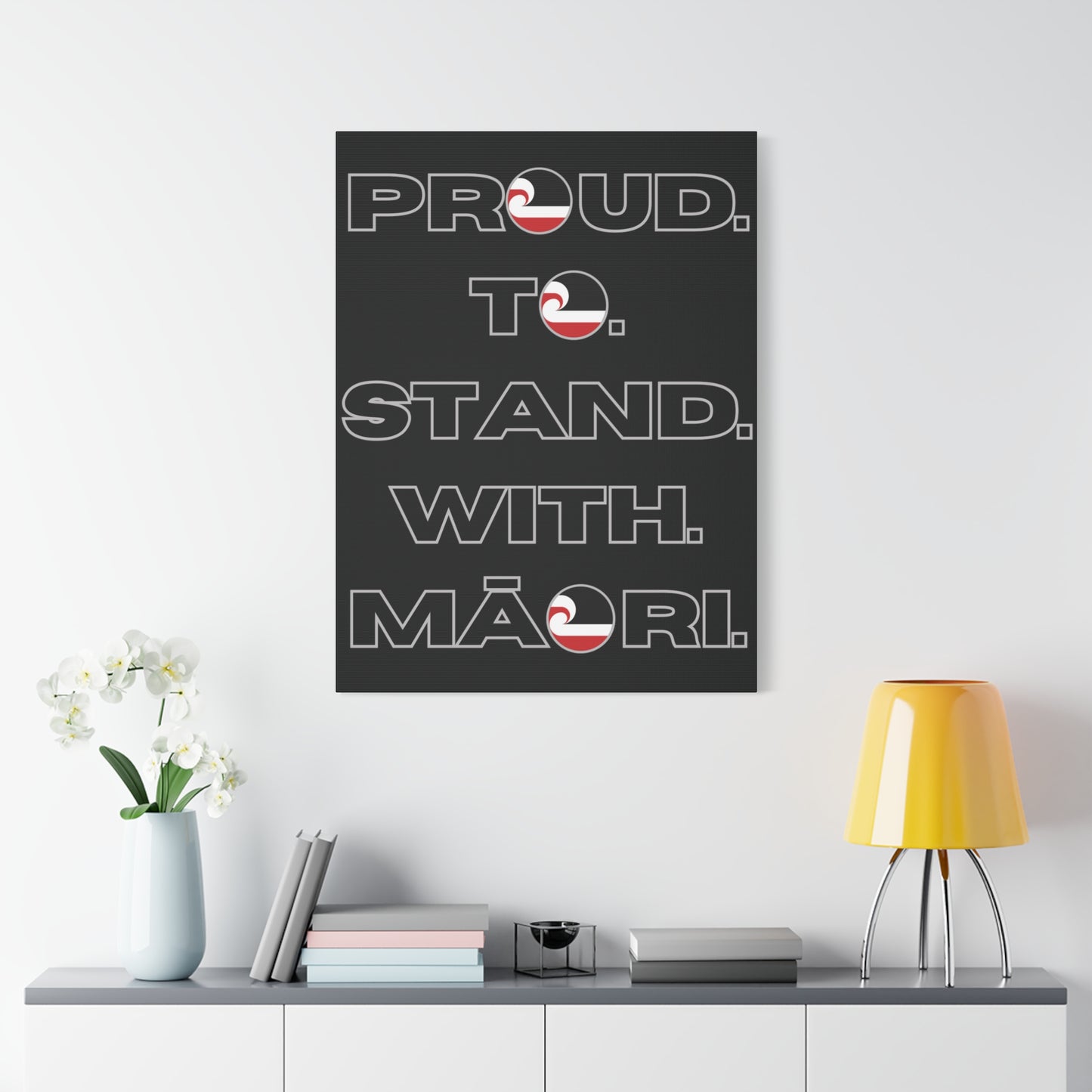 Proud. To. Stand. With. Māori. Classic Canvas - Black