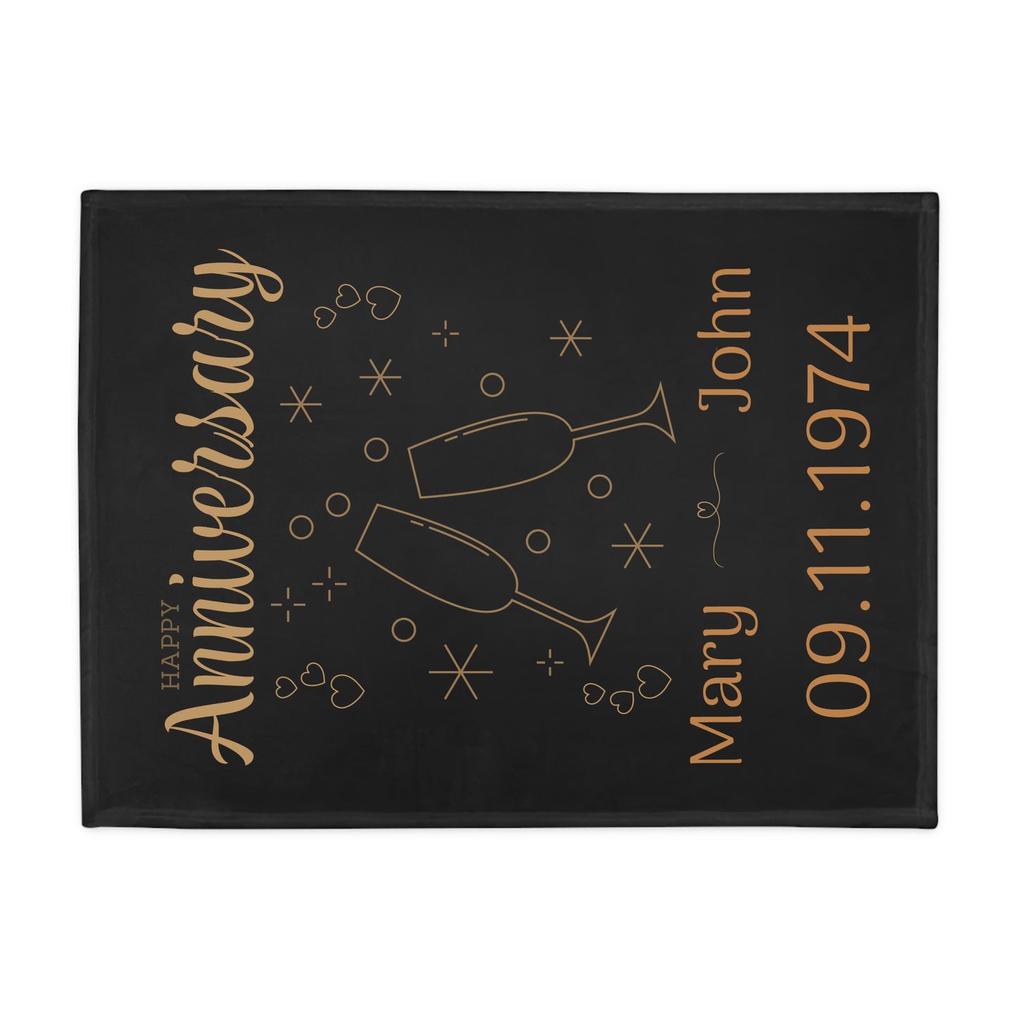 Customisable Anniversary Plush Fleece Blanket - black