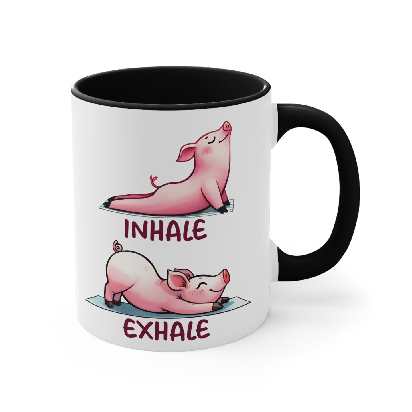 Pig Yoga Color Accent Mug 11oz - Zen Meditation Gift