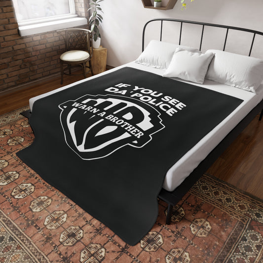 Warn A Brother Plush Fleece Blanket - Black