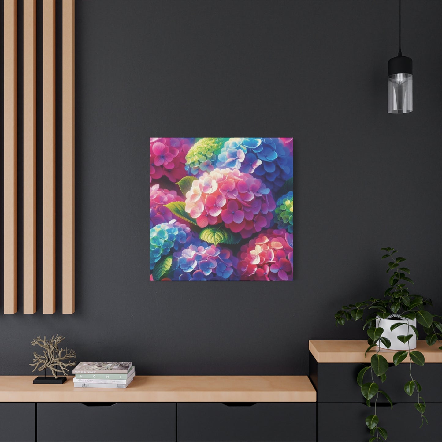 Hydrangeas Classic Canvas - Black